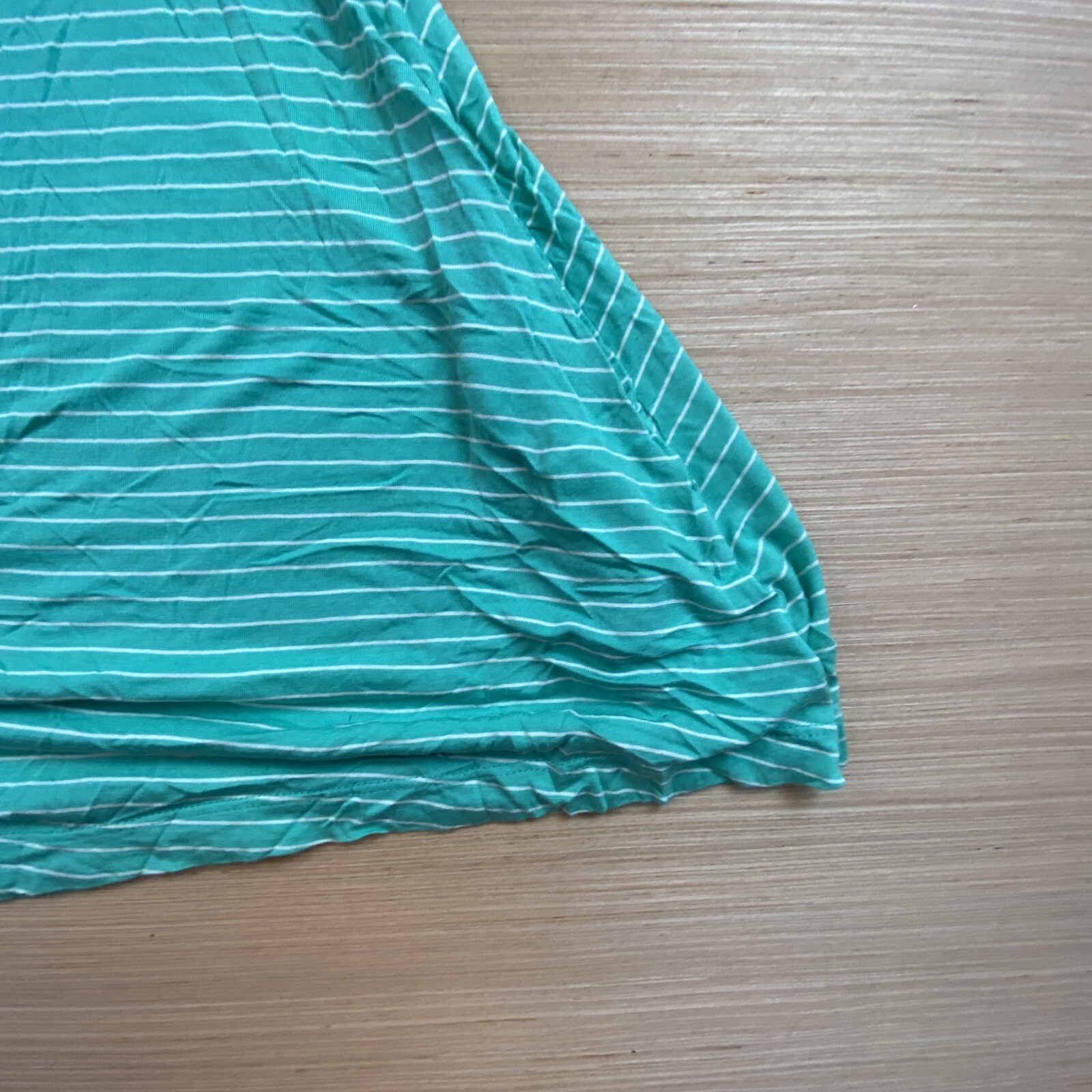 Lagaci Womens Juniors Small Green White Striped Shirt Dress Top Sleeveless Soft