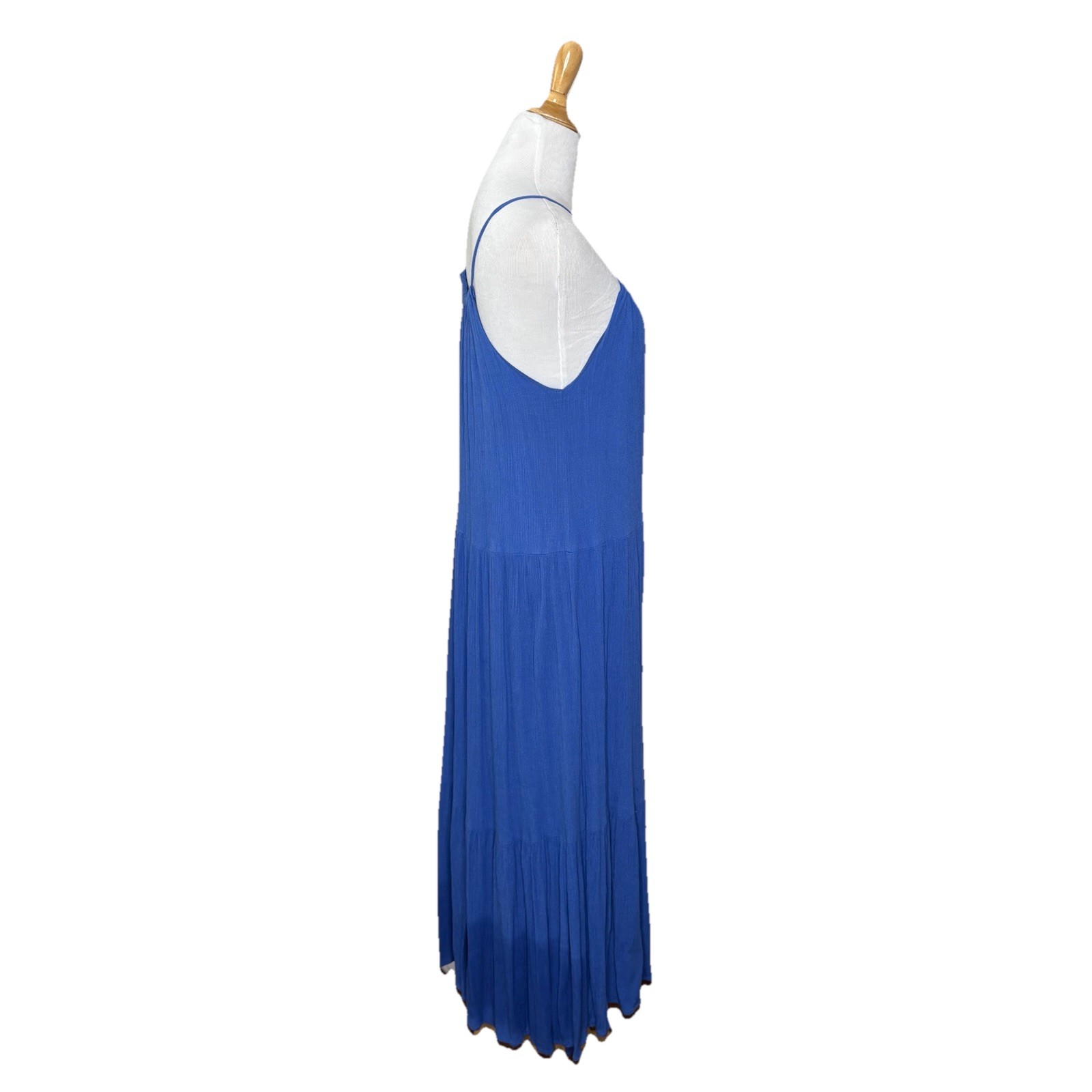 Tribe Blue Spaghetti Strap Sleeveless Tiered Maxi Ties at Neck Dress Size Medium
