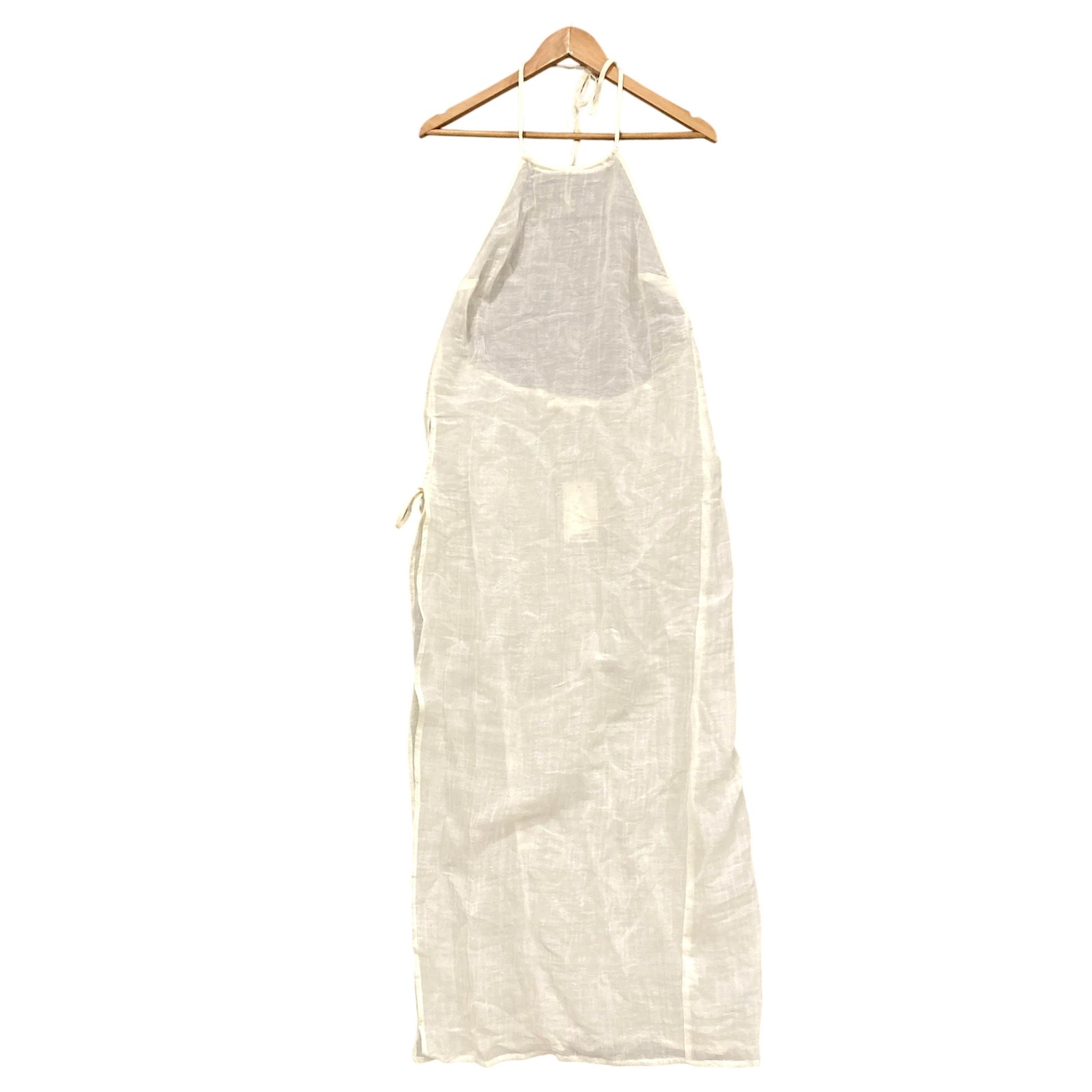 Monday Swimwear Dress Womens M White Linen Maldives Maxi Halter Sheer 56814
