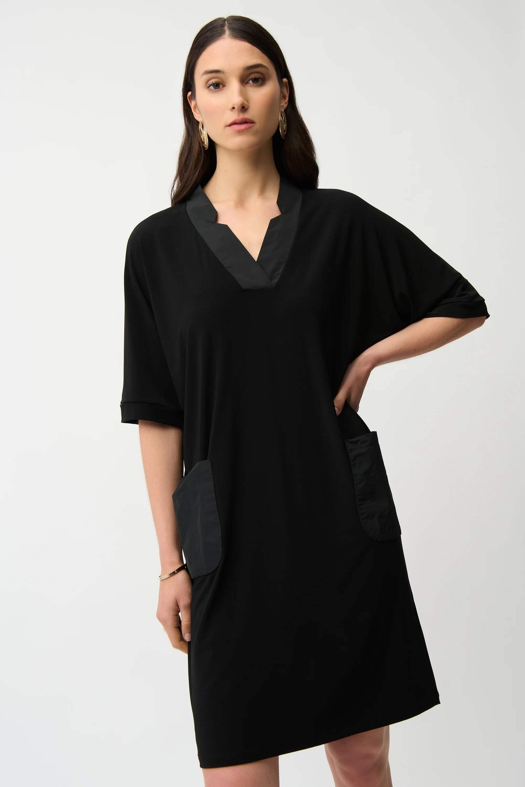 Joseph Ribkoff Notched V-Neck Half Sleeve Shift Dress 261010
