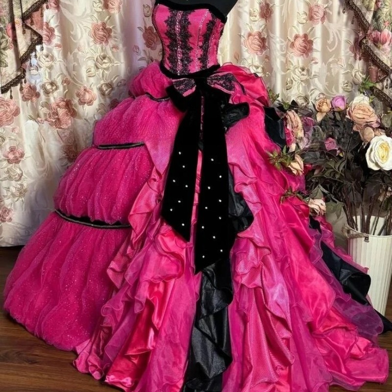Rose Princess Victorian Prom Dresses Sweetheart Sheath Bow Tie Lace Pleated Gown