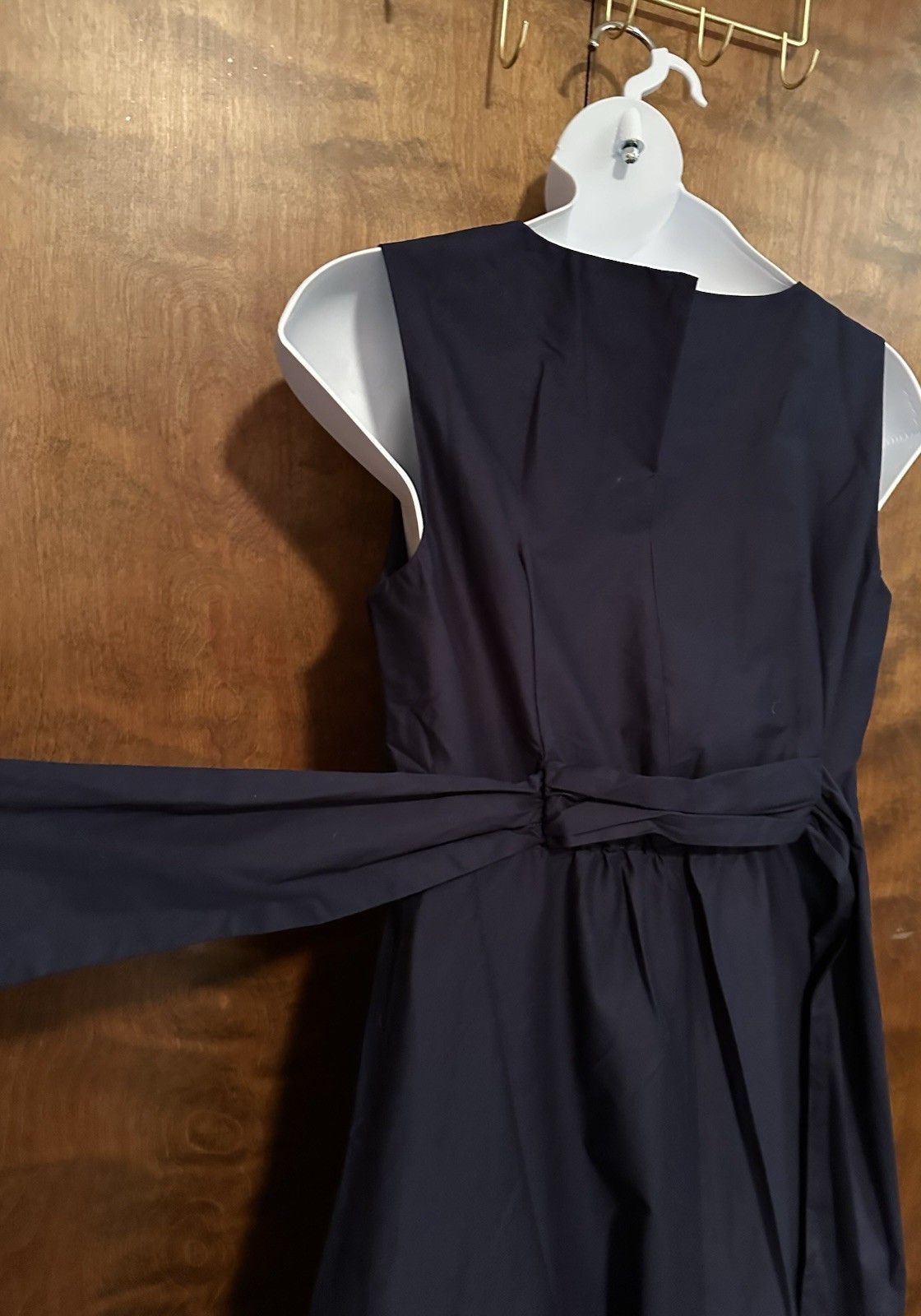 Anne Klein Sleeveless Border Print Midi Dress Womens 10 Navy & White A-Line NWT
