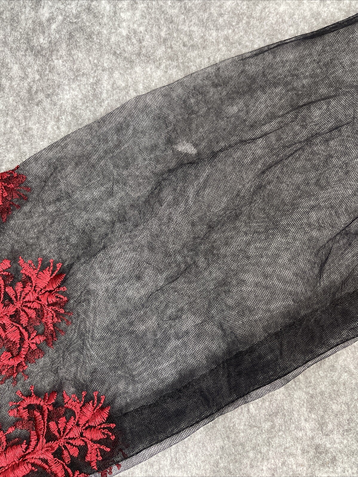 AghaNoor Sheer Overlay Dress Small Embroidered Lace Floral Whimsy Goth Boho Art