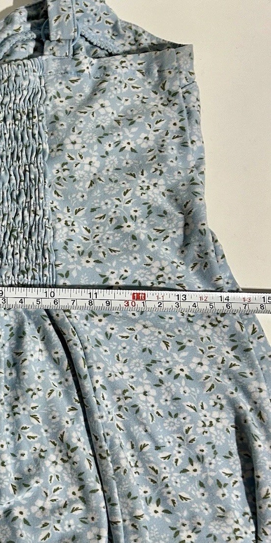 No Boundaries Juniors M Medium Mini Dress Strap Blue Floral Buttons Coquette