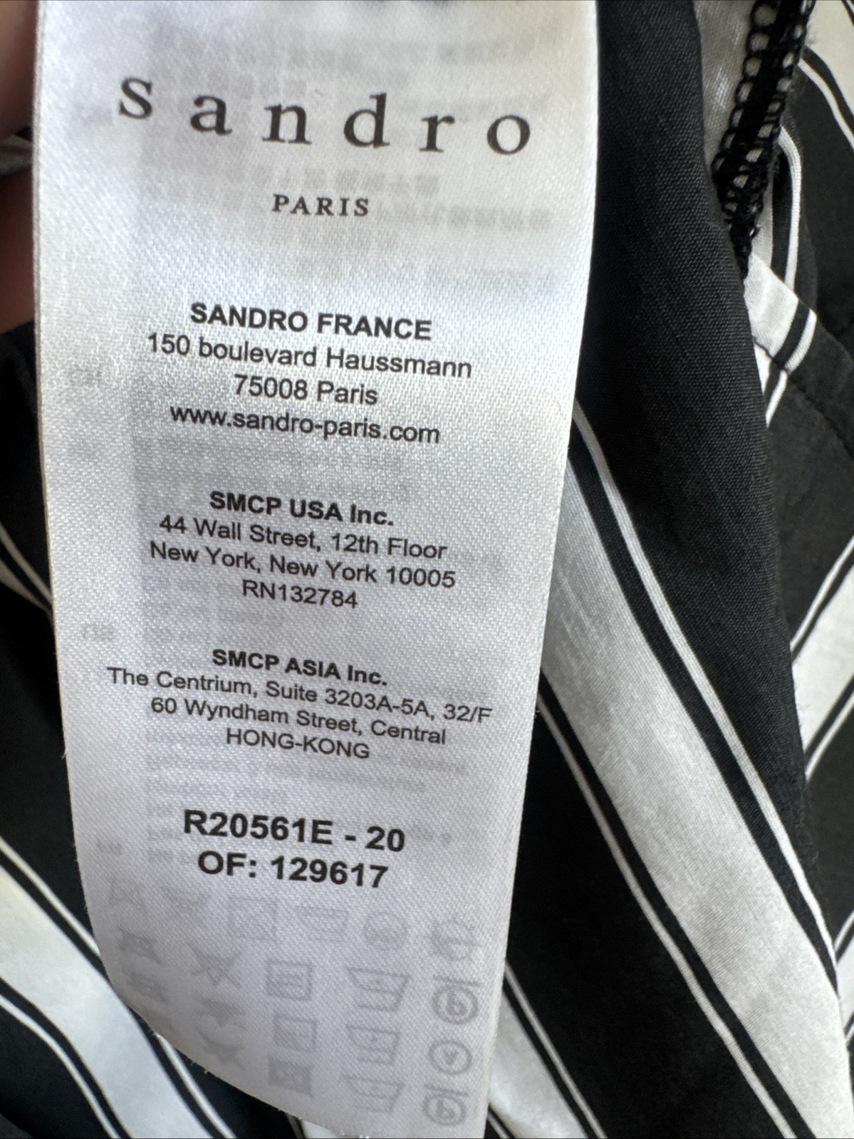 Sandro Carl Striped Midi Wrap Dress In Black White Size 38EU