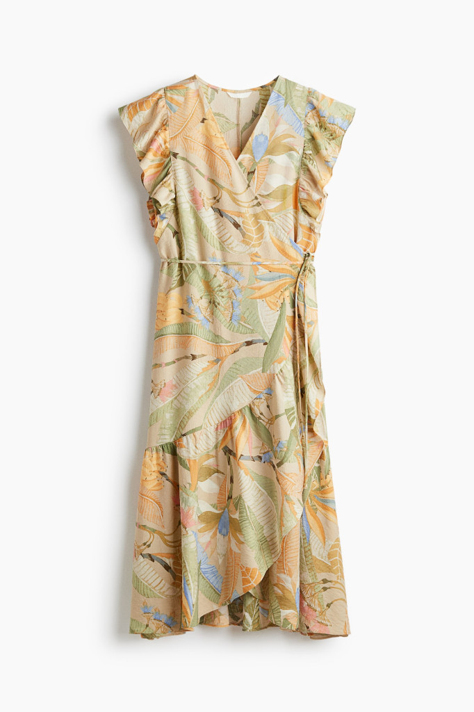 NWT H&M PATTERNED WRAP-FRONT DRESS