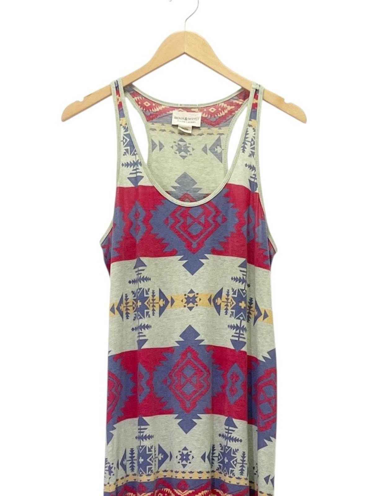 Vintage Ralph Lauren Denim & Supply Tribal Aztec Maxi Tank Dress Boho Size Large