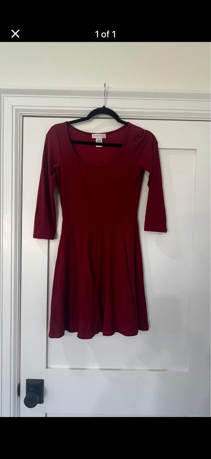 3/4 Sleeve Burgundy Dress, Size S