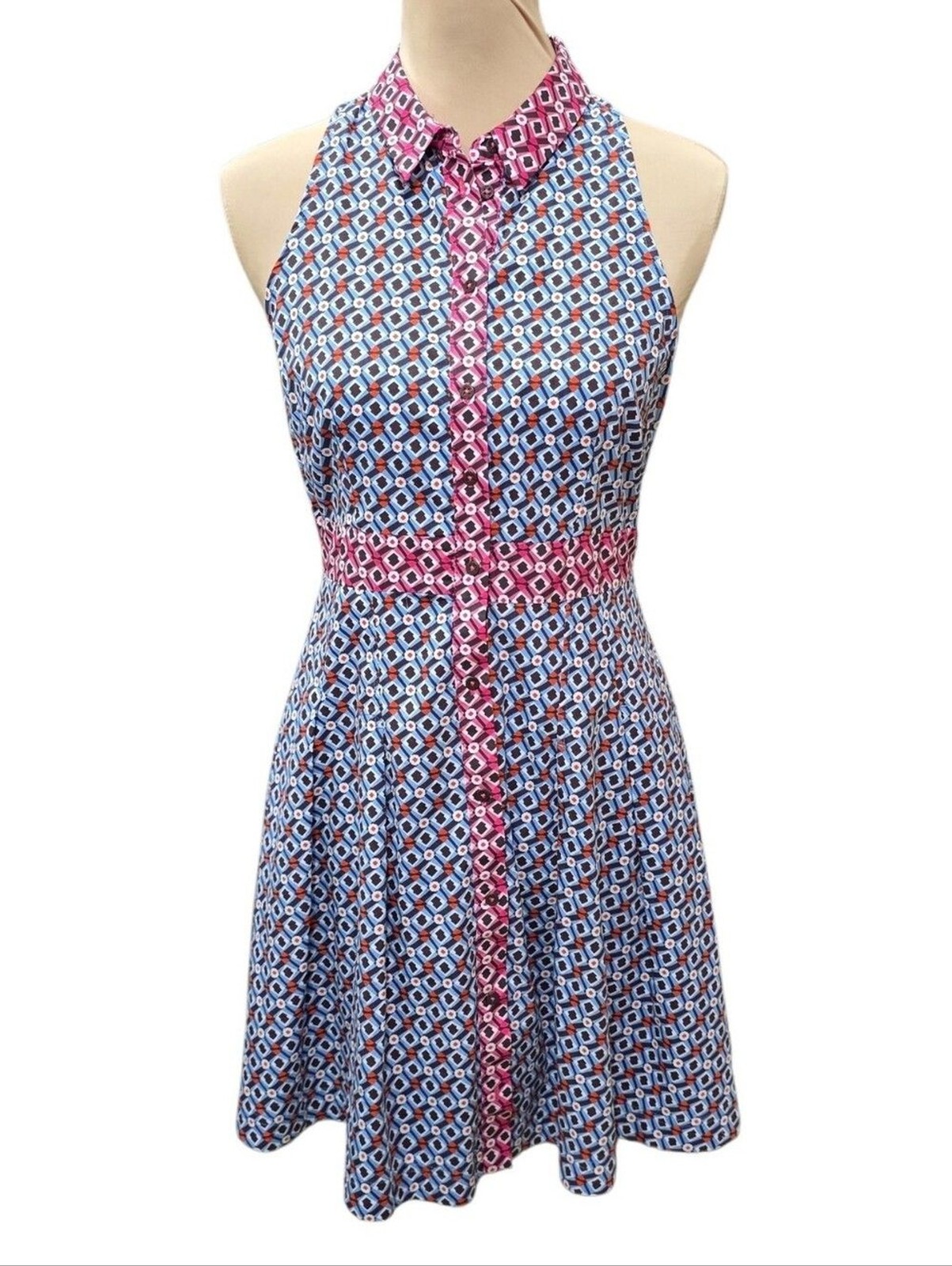 Maeve by Anthropologie Buckley Geometric Fit & Flare Mini Dress Pockets Size 8