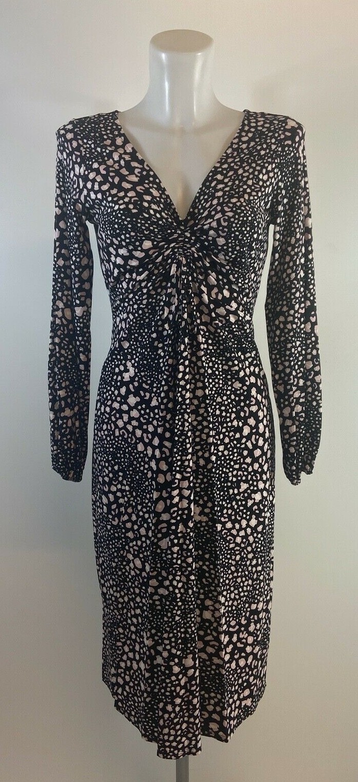 Ladies Ex Wallis Black Animal Print Dress Size 8 10 12 14 16 18 20