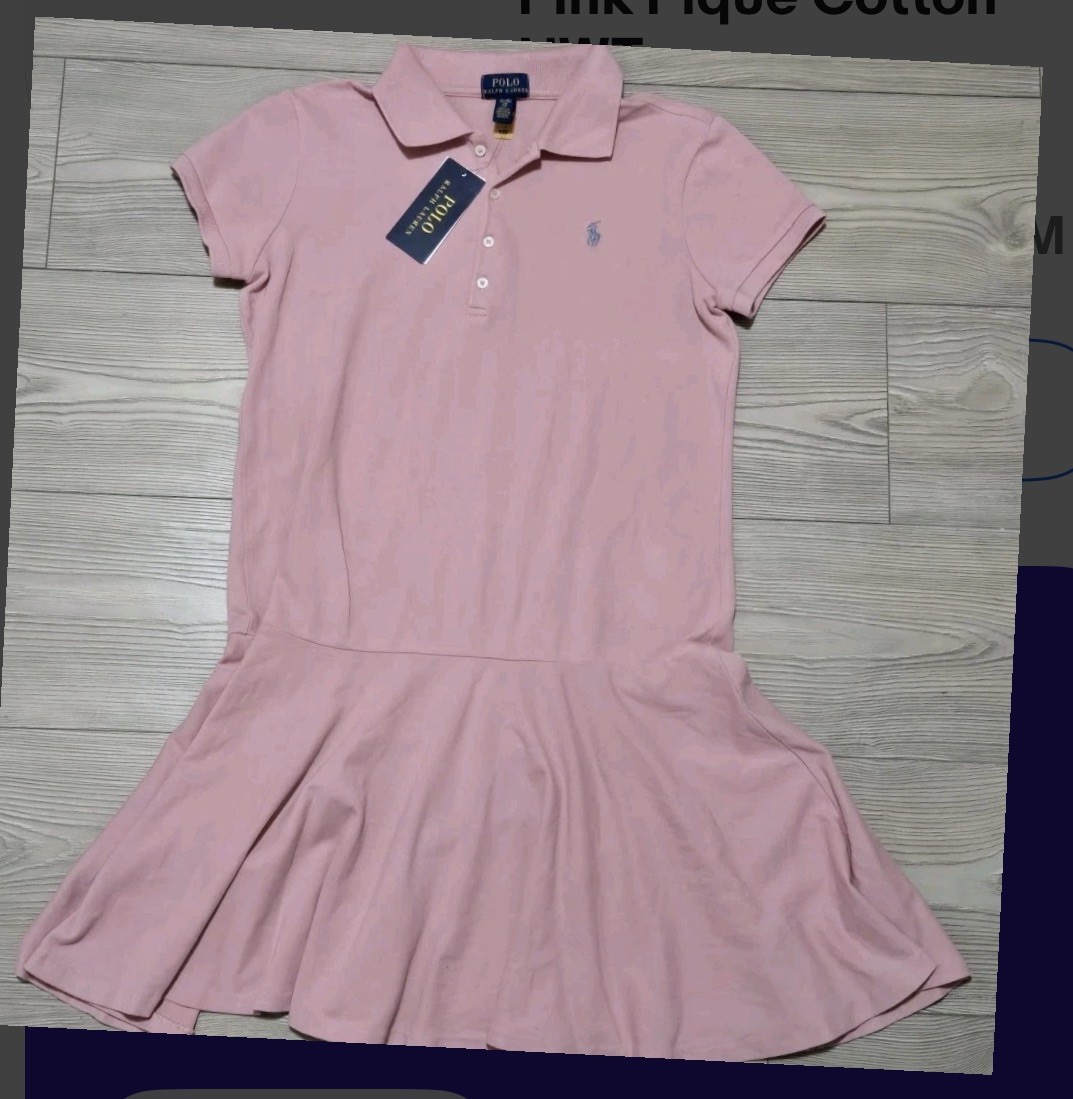 New Polo Ralph Lauren Collared Shirt Dress Womens XL (16) Pink Pique Cotton NWT