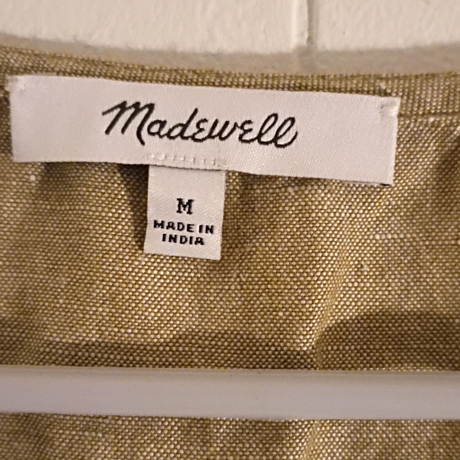 Madewell Beige Linen Blend Button Front V-Neck Short Sleeve Maxi Dress, M