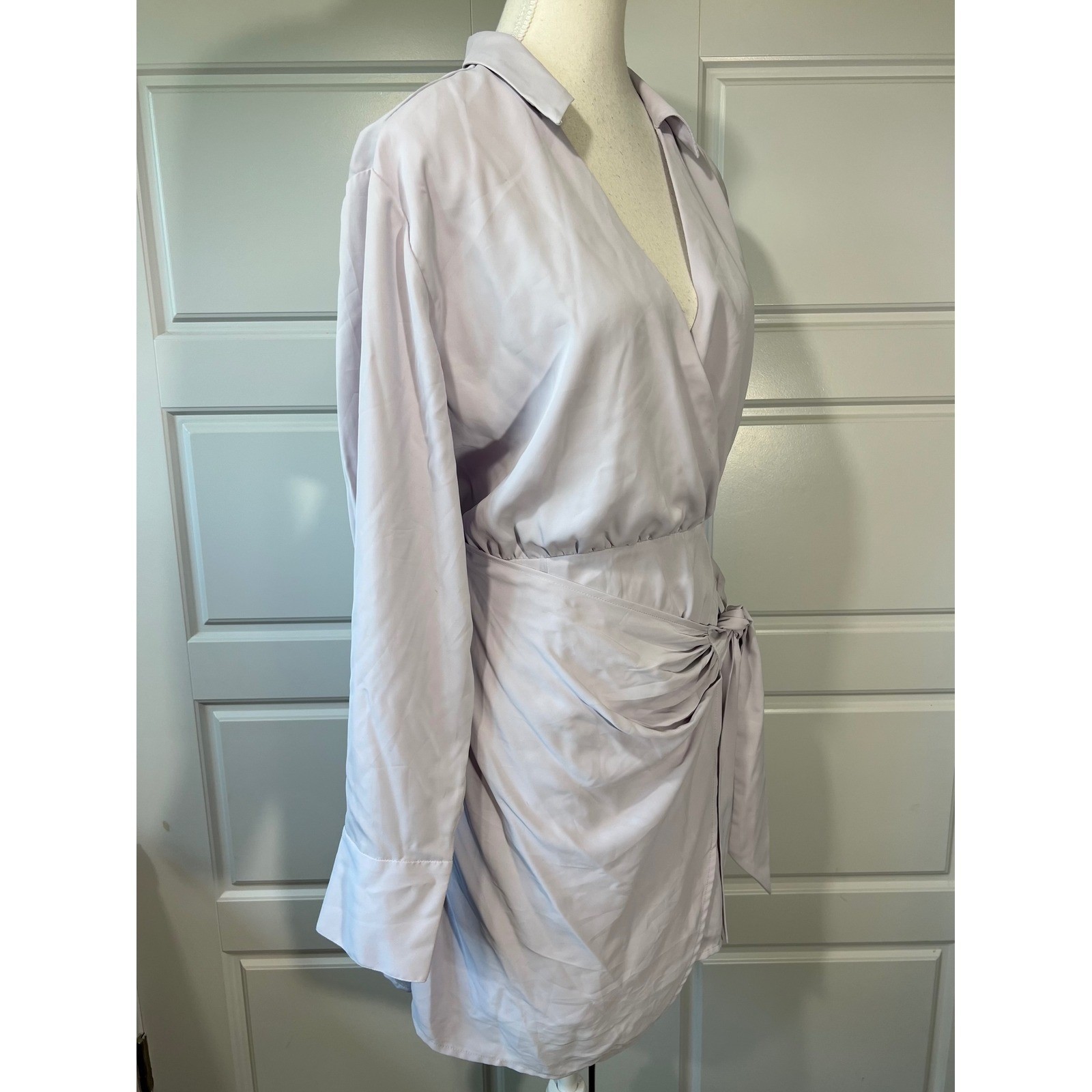 Abercrombie & Fitch Wrap Mini Dress Long Sleeve Collared Purple Size M
