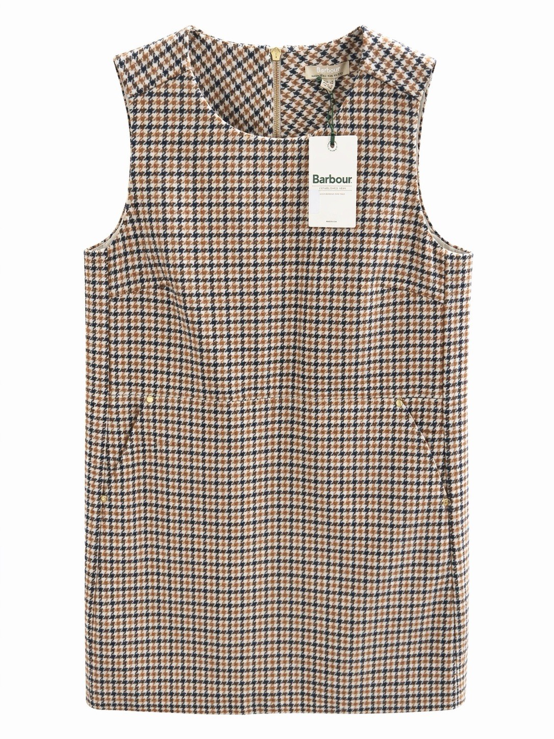 NWT Barbour Deanna Dress Modern Heritage Wool Blend Houndstooth Shift US 6 UK 10