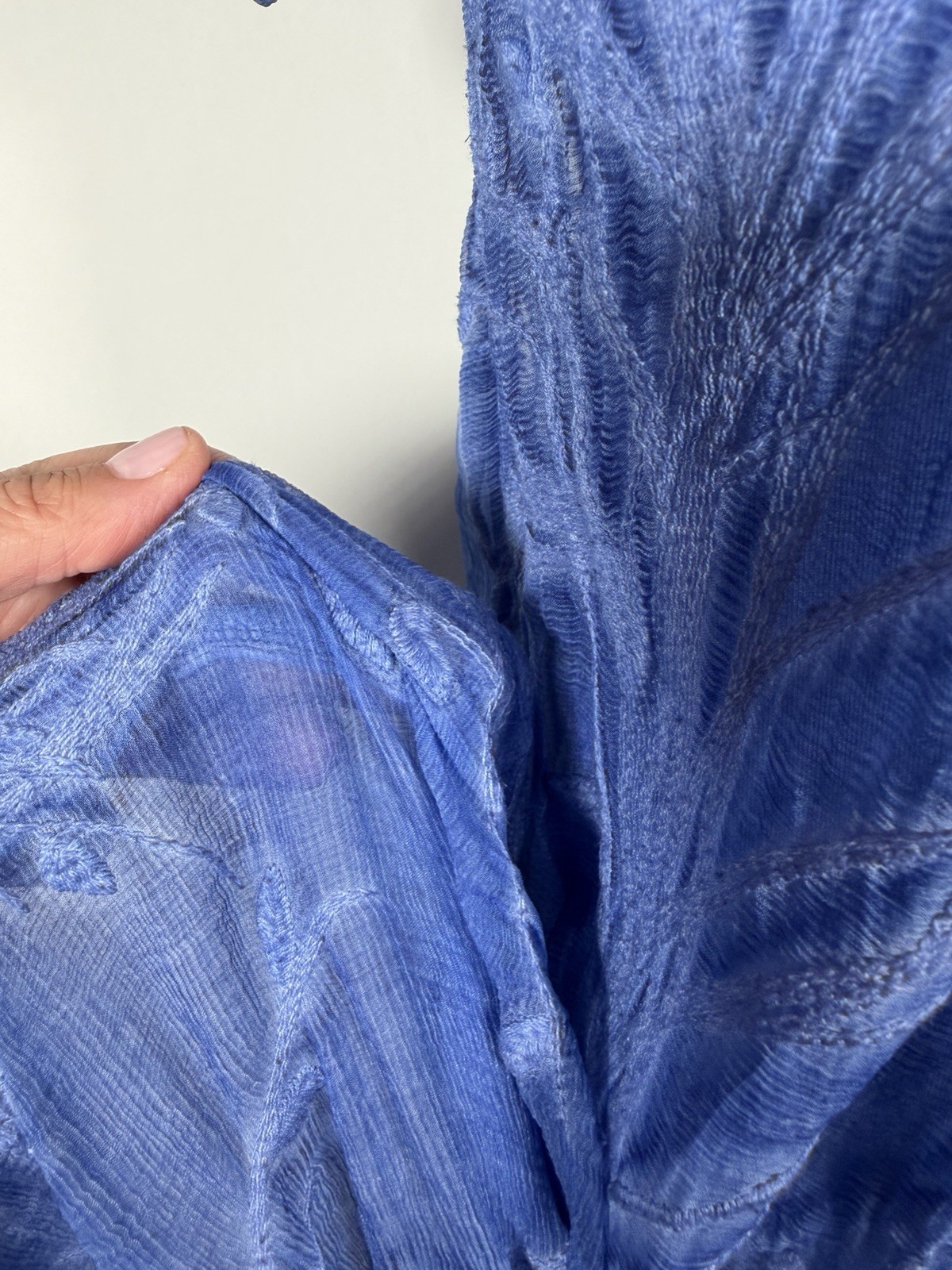Soft Surroundings blue 100% silk fairy bohemian asymmetrical hem sheer dress XS