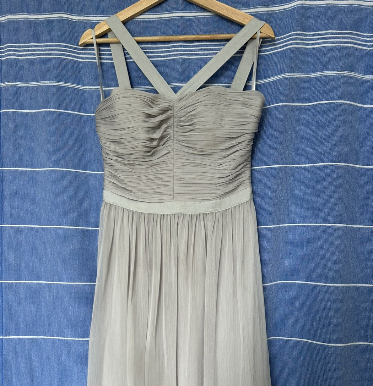 TED BAKER LANGLEY ‘Skaio’ Grey Long Maxi Dress Size 2 UK 10 Ballgown Prom Strap