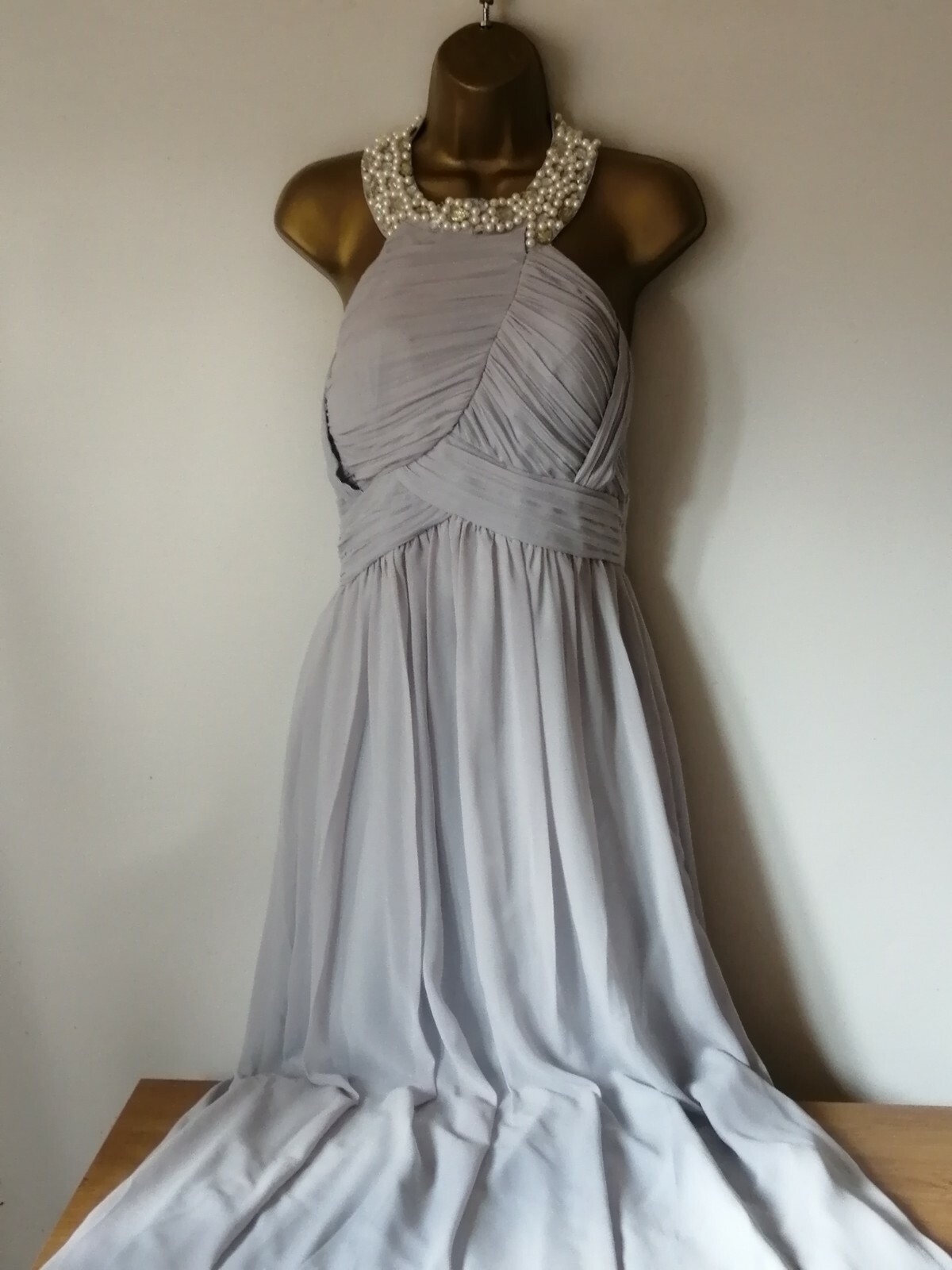 New Chi Chi Pale Grey Maxi Long Christmas Party Wedding Ballgown Prom Dress 12