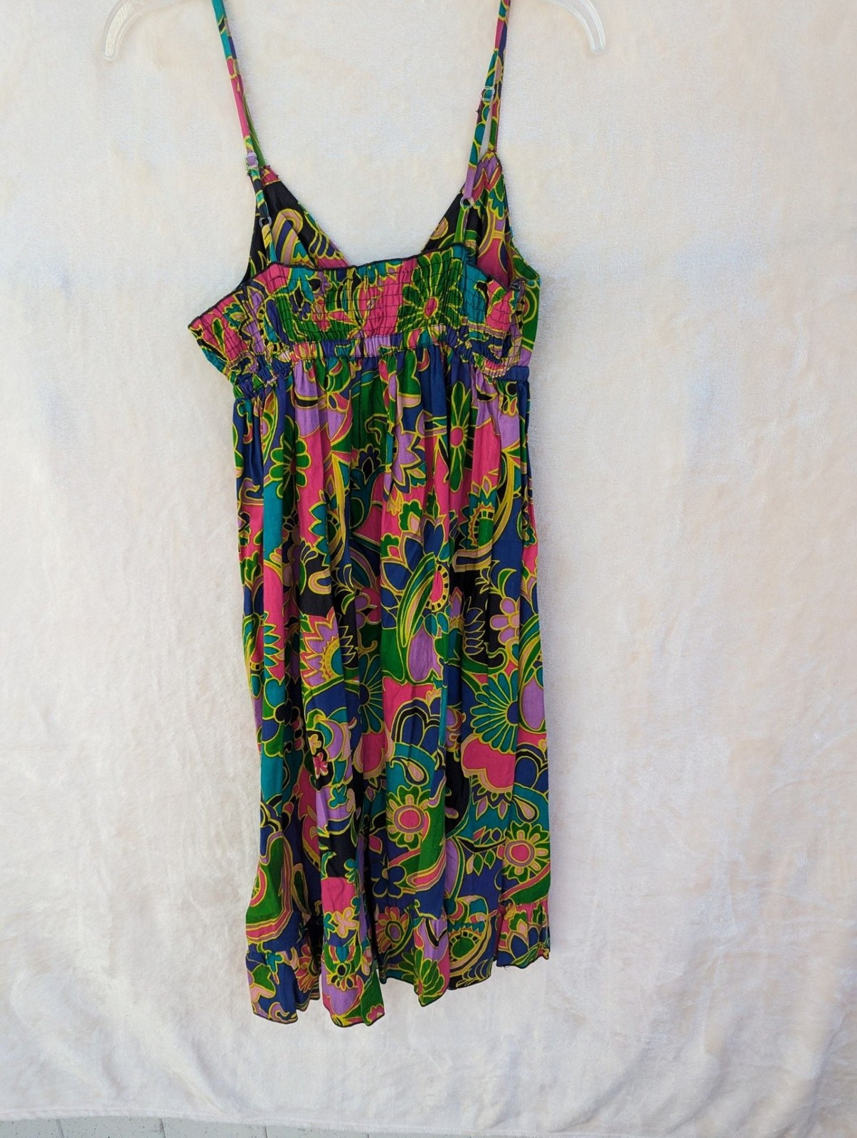 Derek Heart Floral Print Spaghetti Strap Smocked Mini Dress