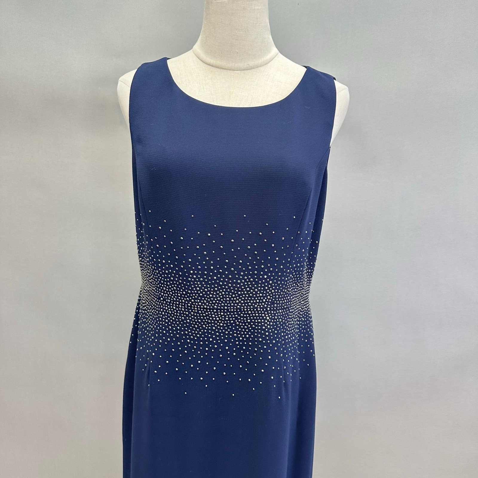 Calvin Klein Navy Rhinestone Gradient Waist Gown Size 10 Sleeveless Maxi Formal