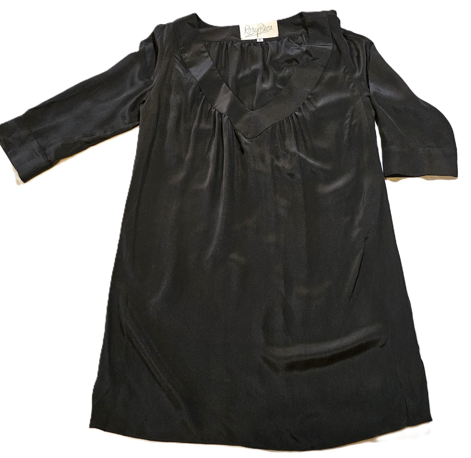 Rory Becca 100% Silk Little Black Mini Dress/Tunic SZ S Classic,Minimalist