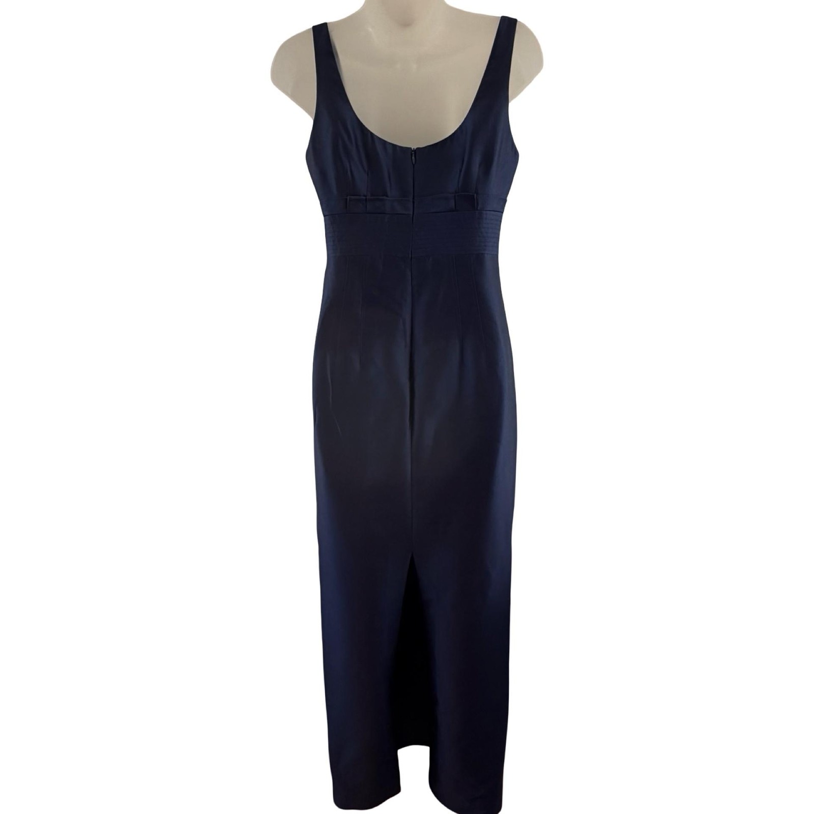Vintage Kay Unger New York Navy Wool Silk Blend Column Gown Dress 4 NWT Luxury