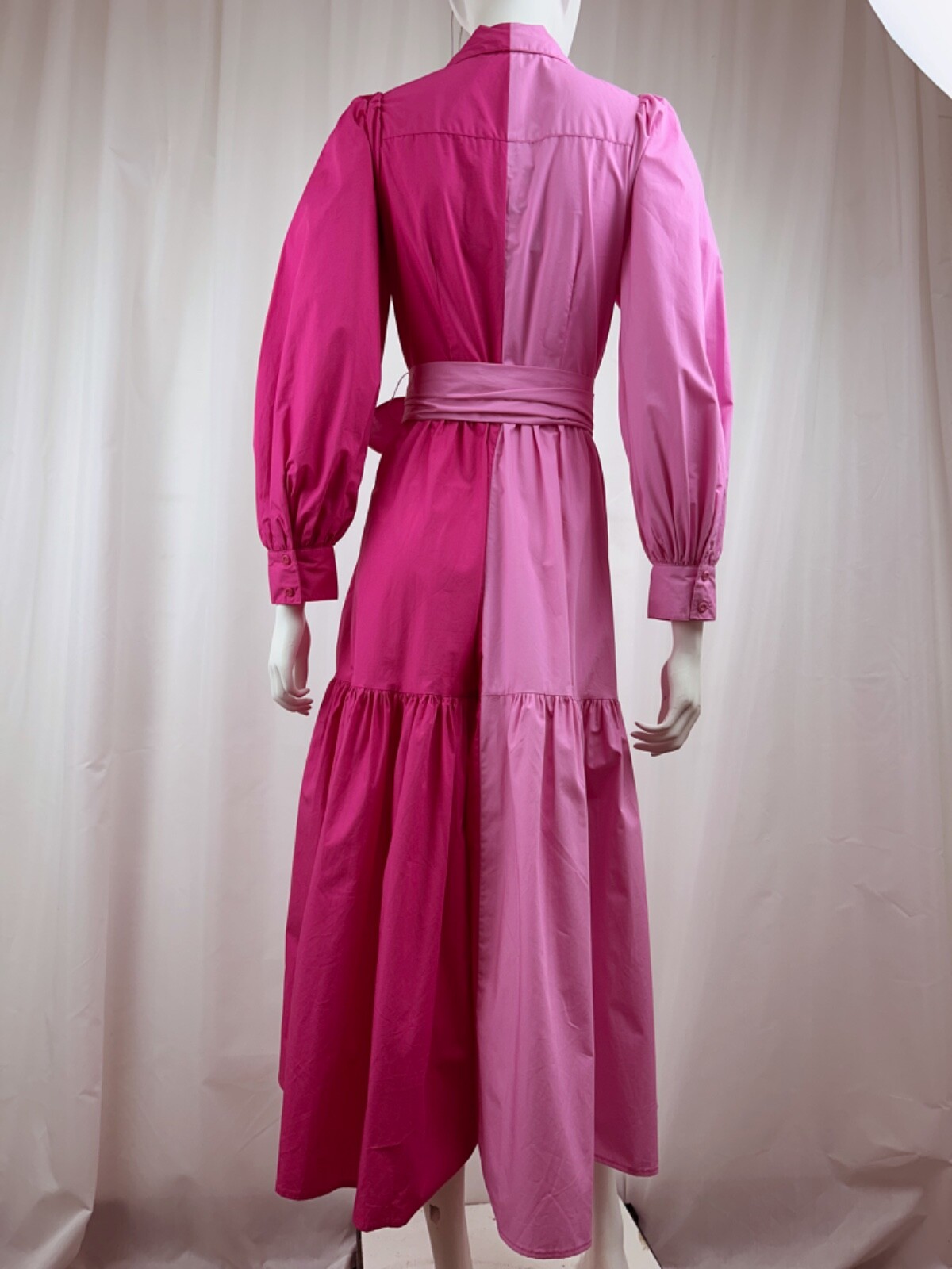 Christopher John Rogers X Target Pink Color Block Poplin Tiered Shirt Dress Sz 0