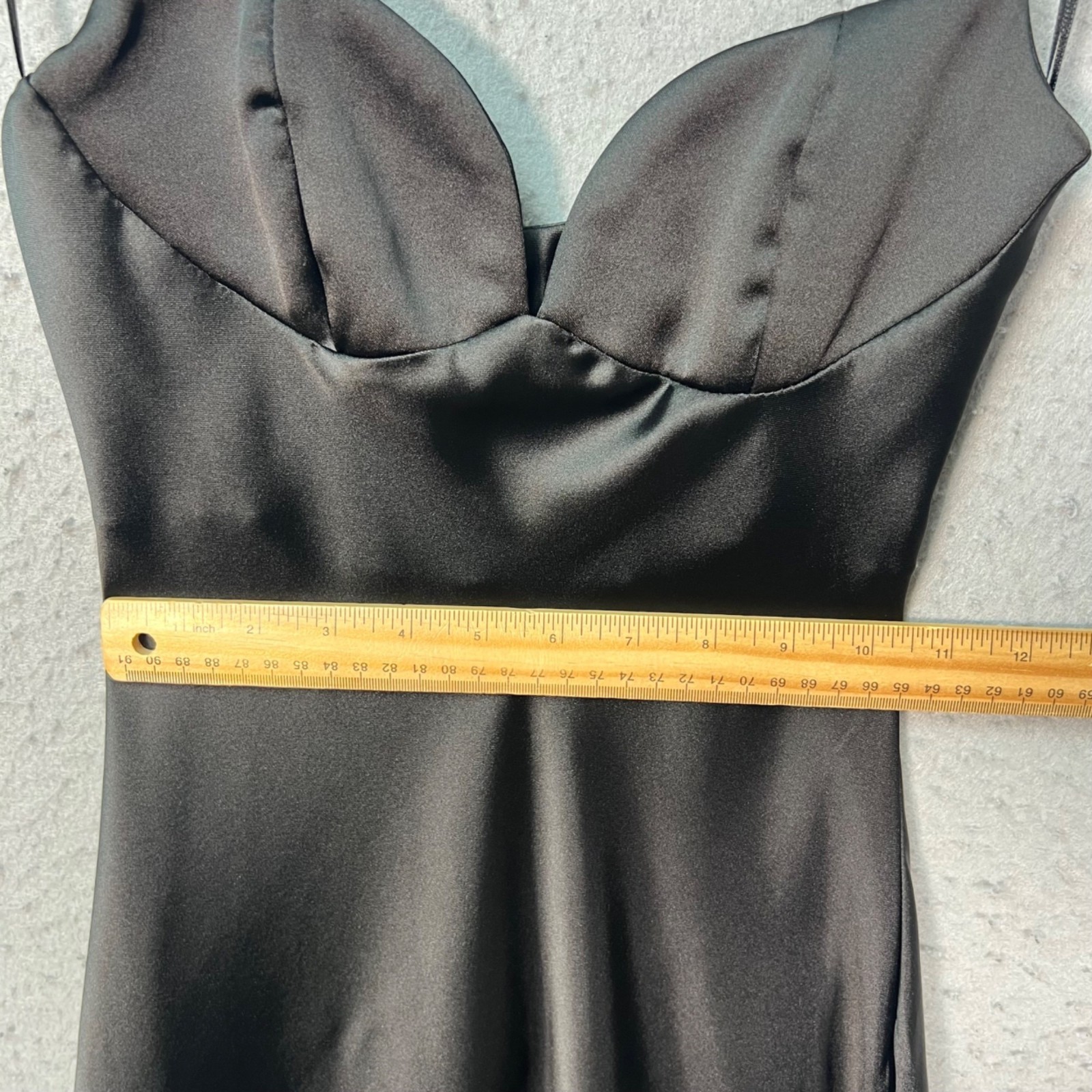 Zara Size XS Black Satin Maxi Slip Dress Spaghetti Straps & Sweetheart Neckline