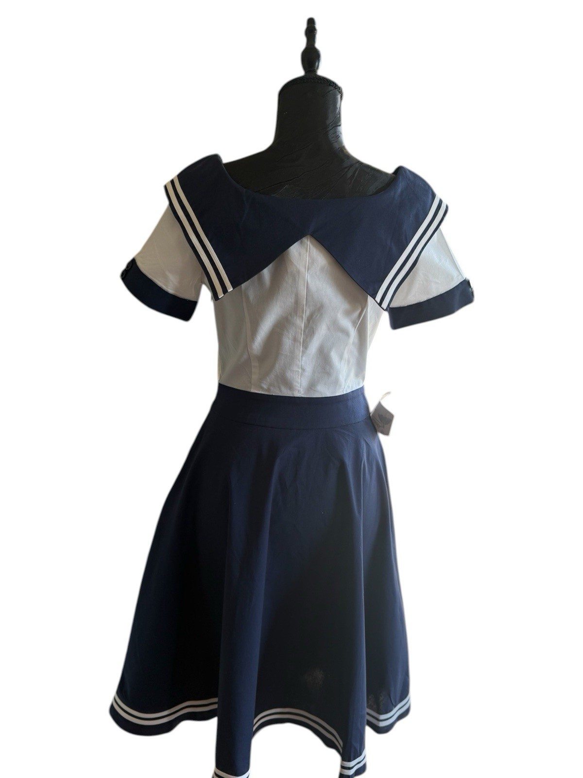 CHICstar Nautical Sailor Pin Up Dress Rockabilly Retro Navy White Swing S NWT