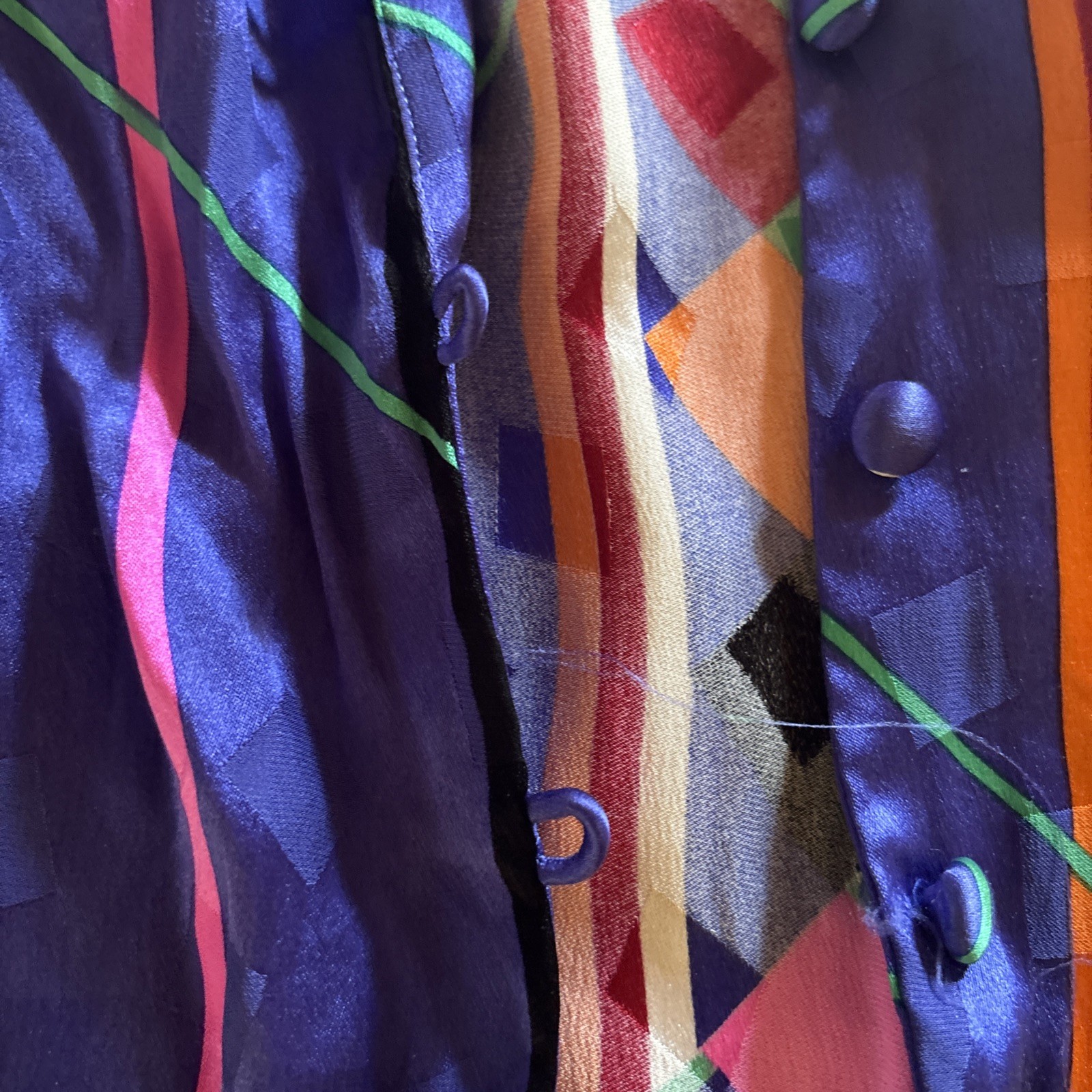 VINTAGE JOAN LESLIE GEOMETRIC PATTERN 80s 100% SILK