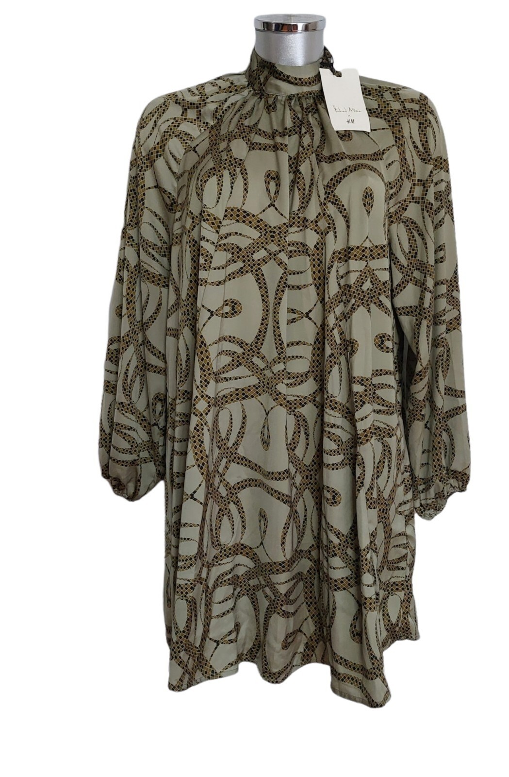 H&M Richard Allan Stand-up Collar Satin Dress uk 6