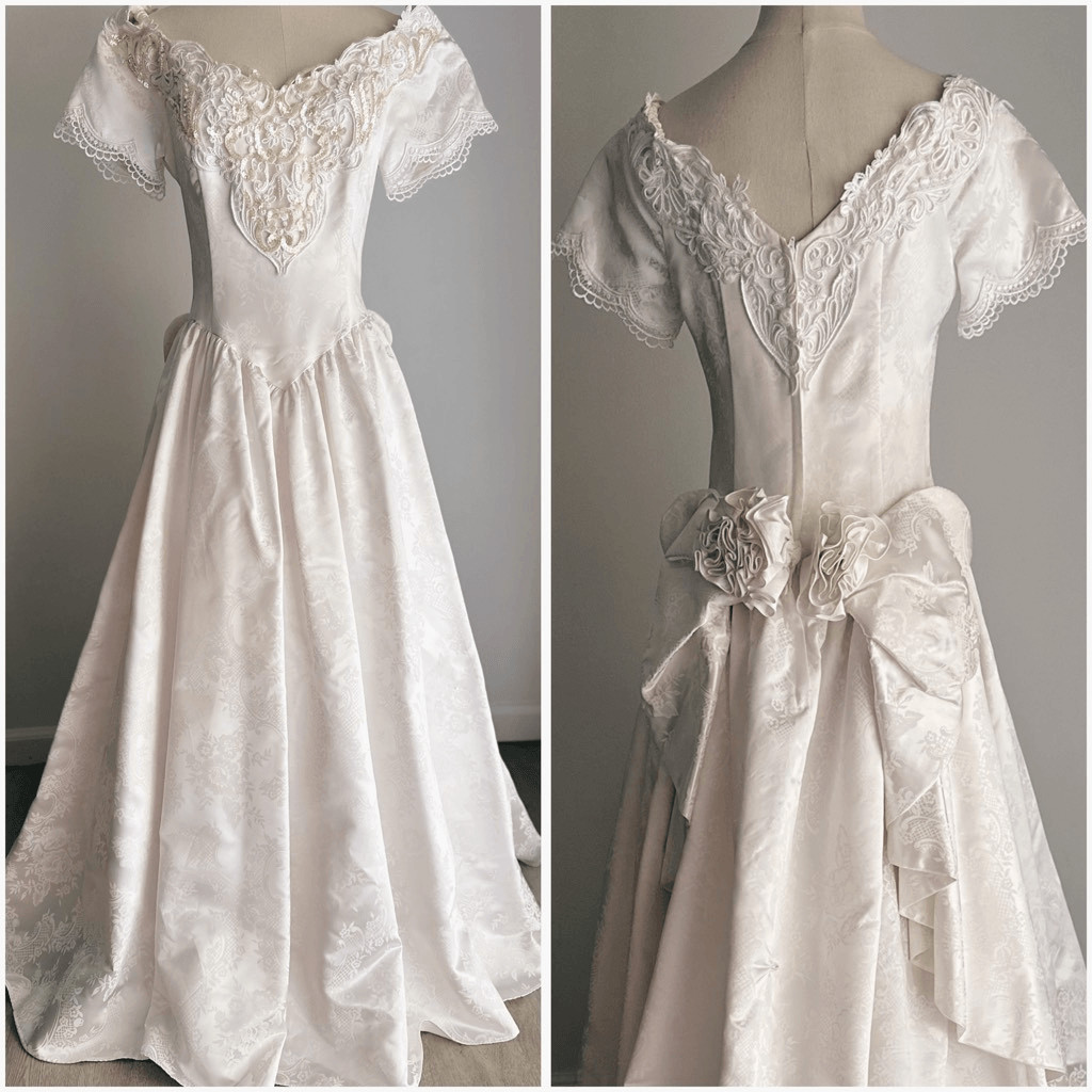 VTG Jessica McClintock Bridal Off the Shoulders Princess Ball Gown Prom Wedding