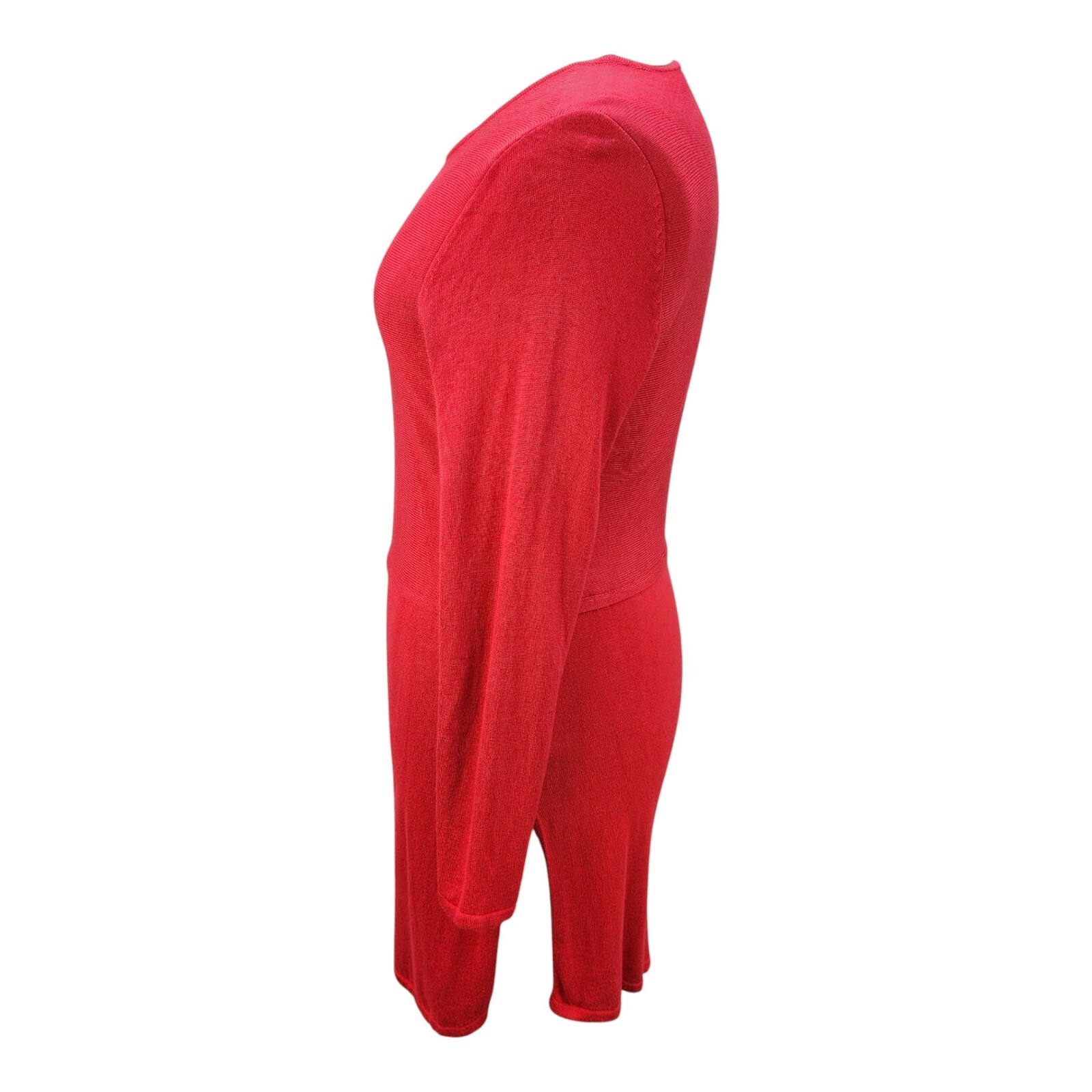 J Jill Sweater Dress LARGE Red Soft Rayon Wool Slit Work Career Church Form Fit