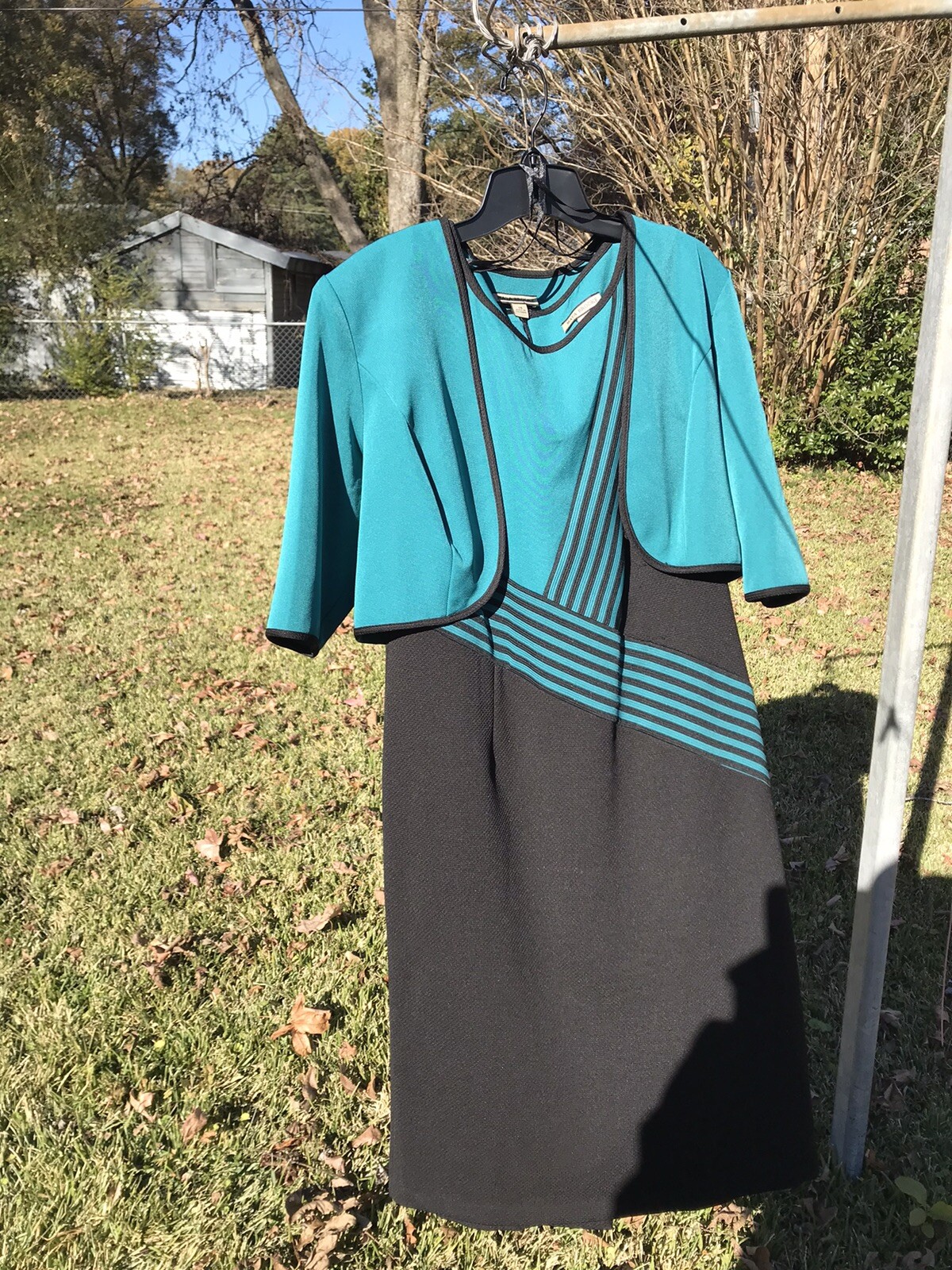 Maya Brooke. jacket dress, Sz 14, Turquoise And Black
