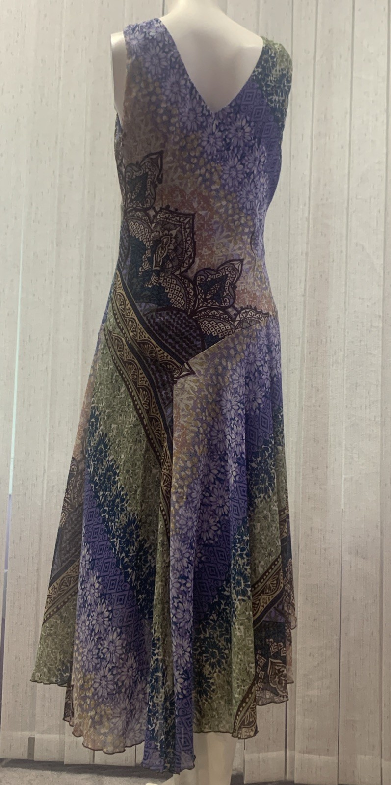 Rabbit Designs Womens Multi Color Lined Chiffon Lightweight Midi Dress Sz 8