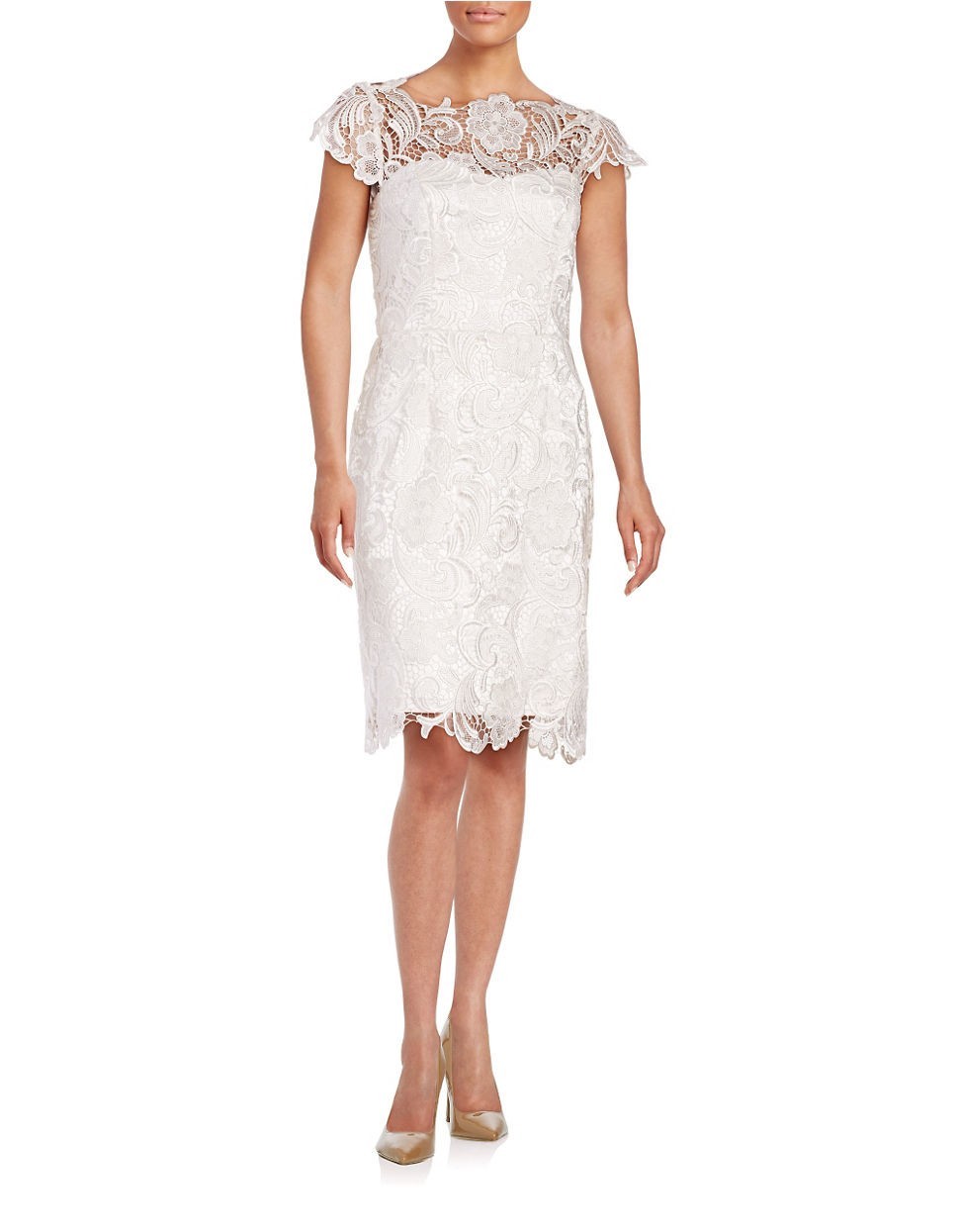 NEW DECODE 1.8 Scalloped Lace Sheath Dress Size 16
