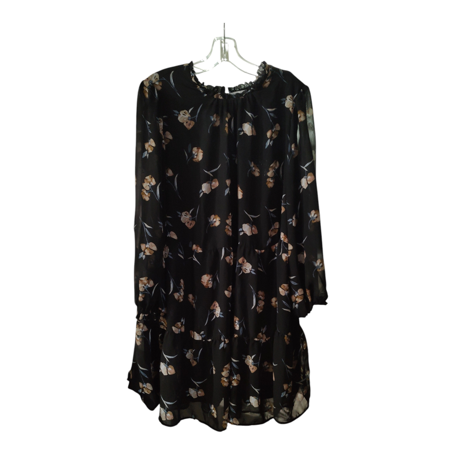 Ophelia Roe Women’s Floral Printed Tiered Long Sleeve Midi Dress Size 1X