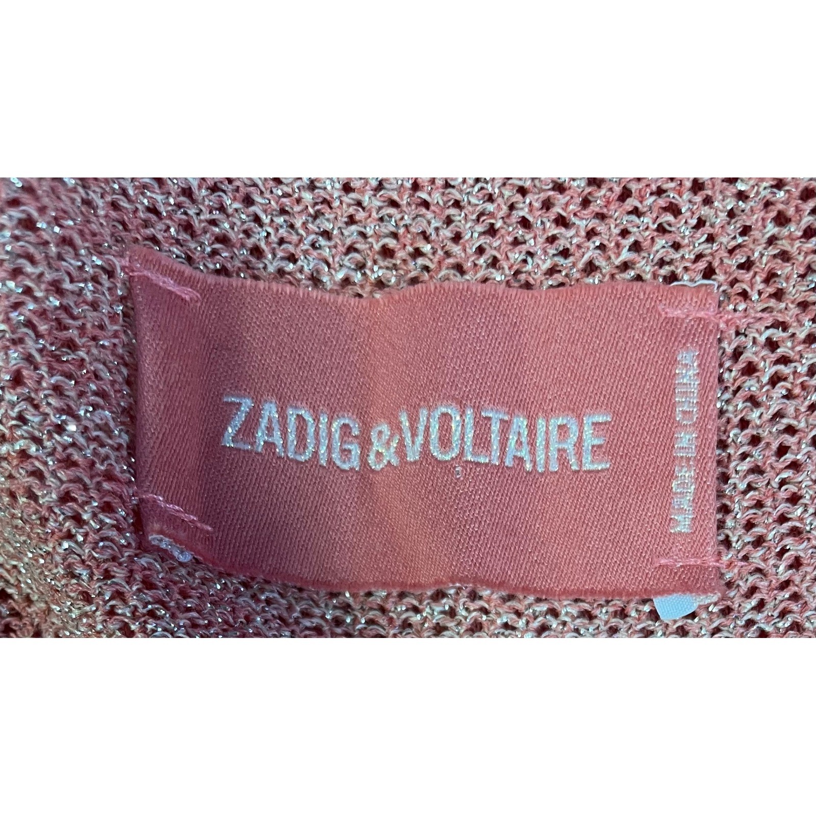 Zadig & Voltaire Rimo CNY Pink Metallic Knit Mini Dress Belted Boho Rock Chic M