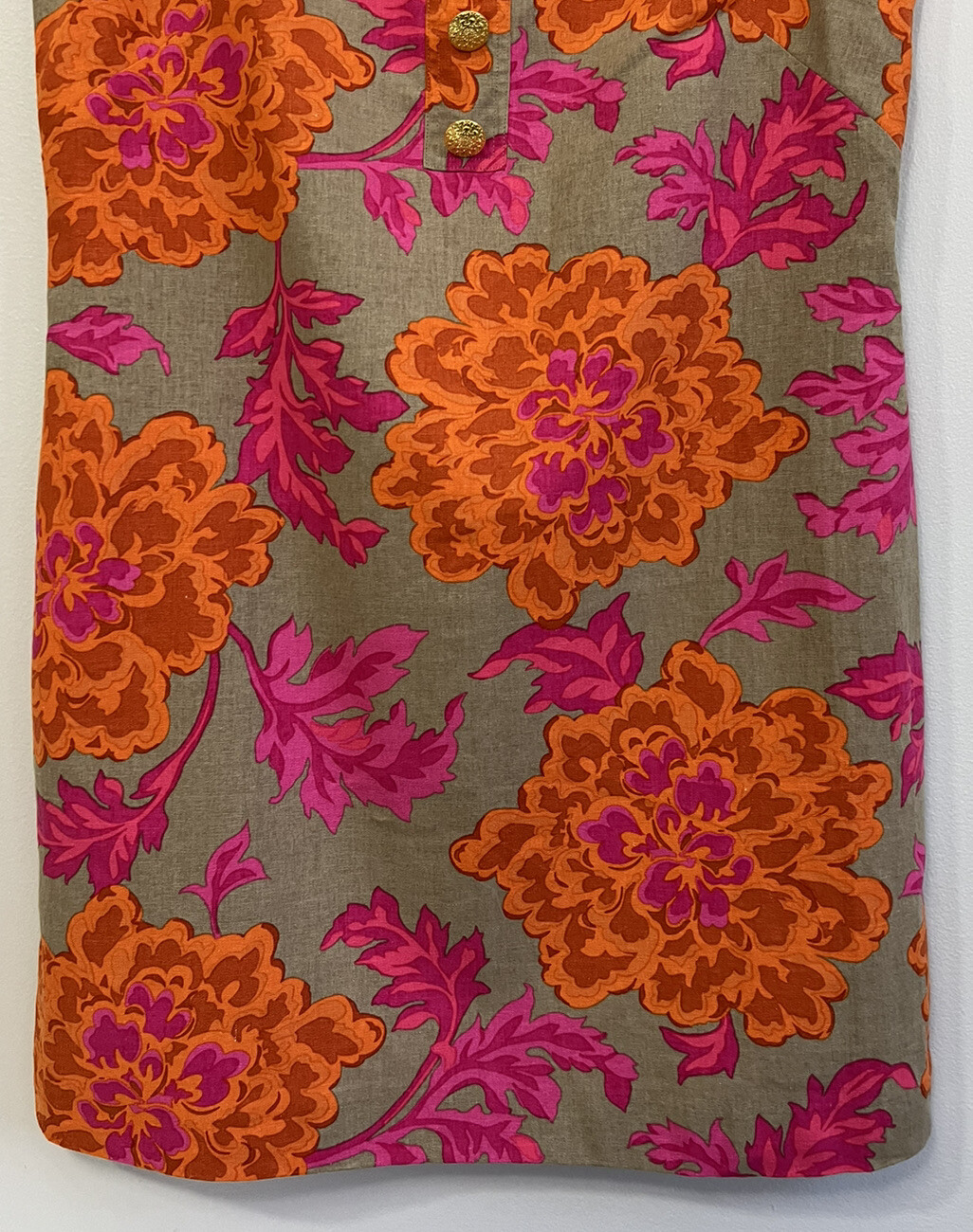 ND New Directions Sleeveless Linen Floral Dress Lined Button Womens Plus 18 New