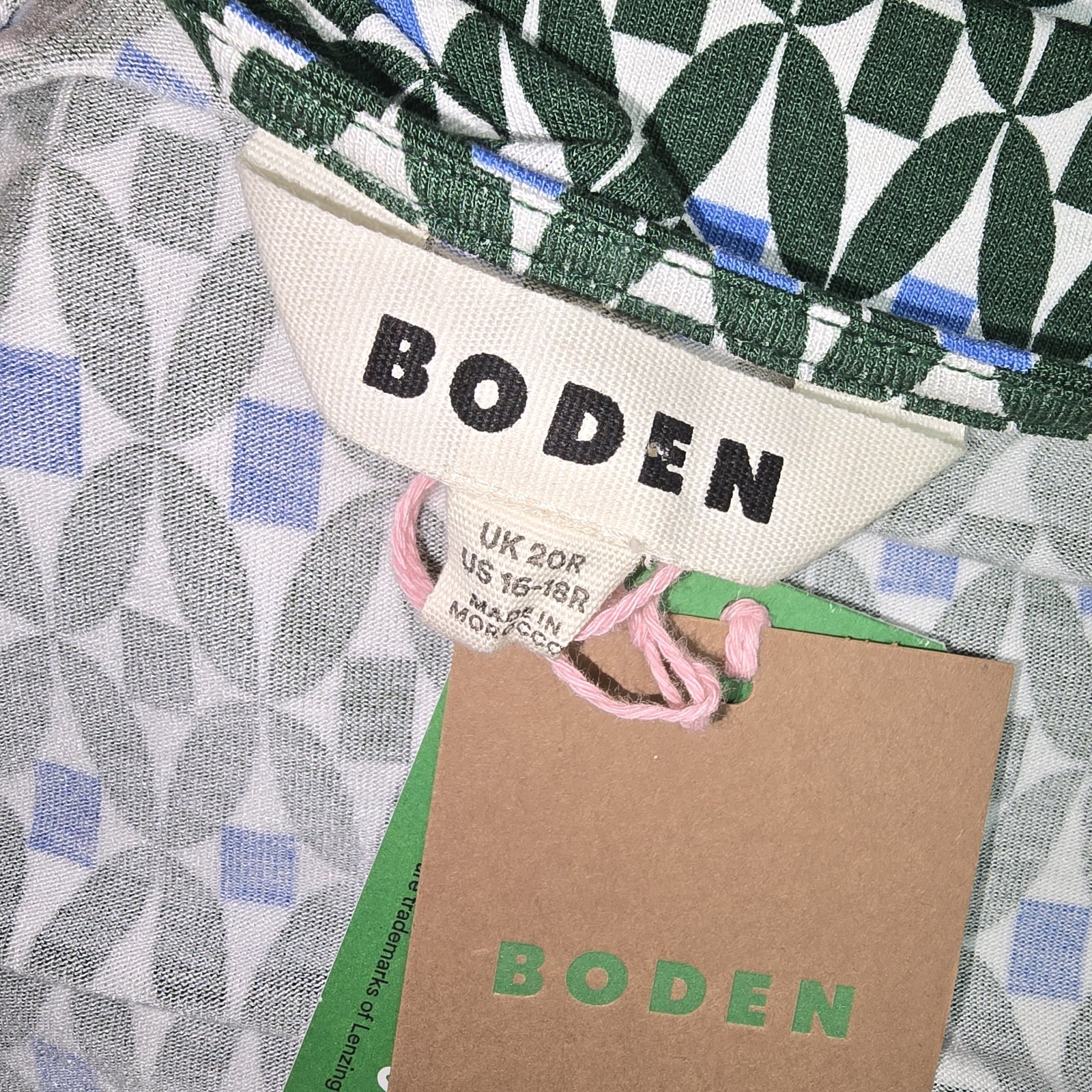 Boden Amelie Jersey Knit Printed Dress Size 16/18R UK20 Pockets Stretch L/S NWT