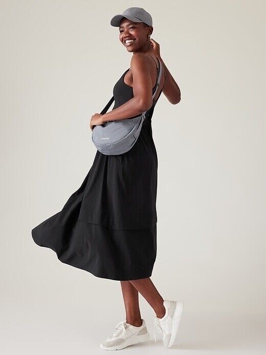 Athleta Elation V-Neck Hybrid Dress | Black Small #601546