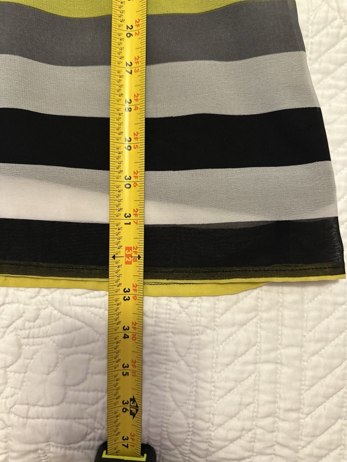 Striped Long Sleeve Belted Mini Dress In Black Gray And Neon Yellow Size L