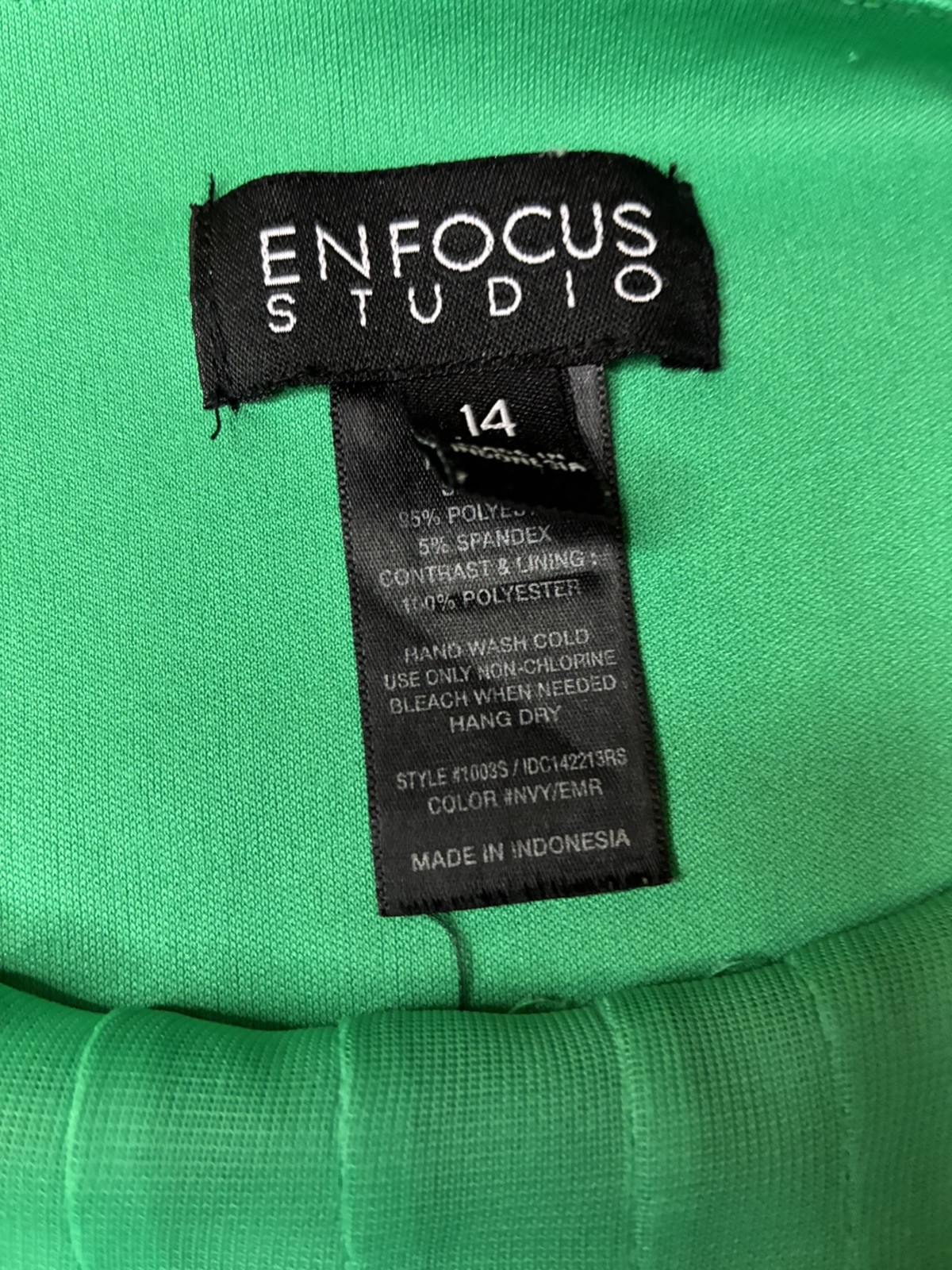 Enfocus Studio Womens Green Blue Midi Dress Sleeveless Size 14