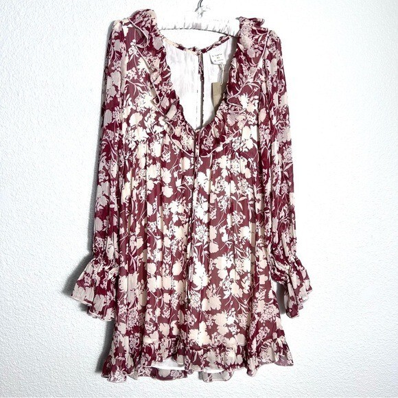 By Together Ruffle Long Sleeve Mini Dress Womens Small Cottagecore Boho Romantic