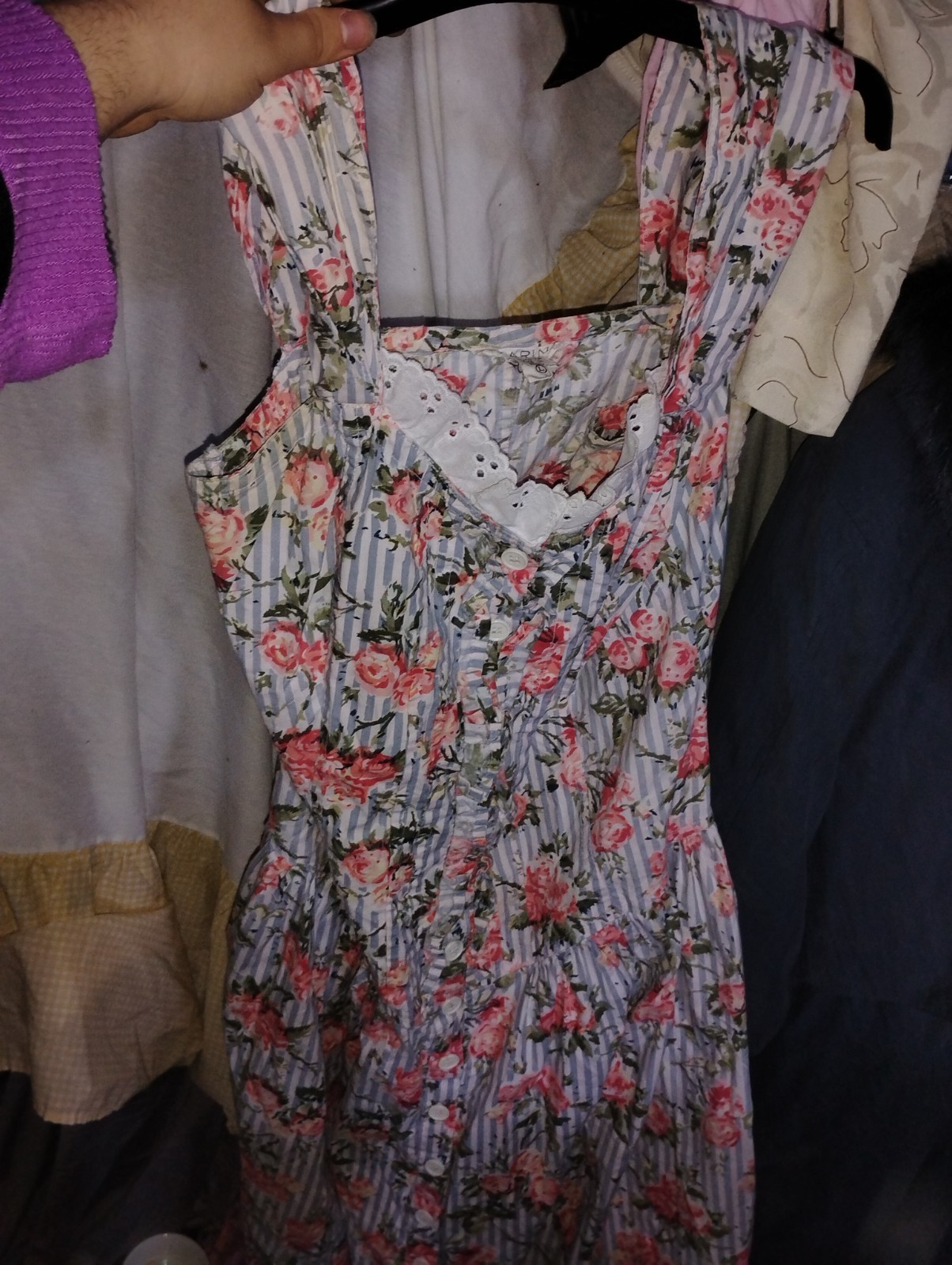 tarin 100% cotton large nepal white silver dress floral pink
