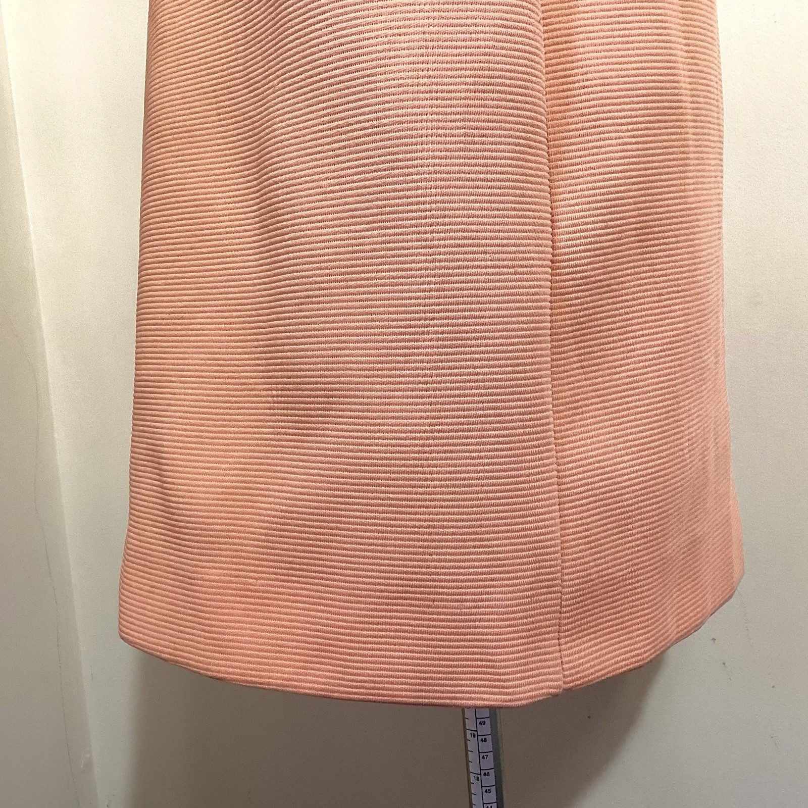 Handmade 60s Mod Retro Mini Shift Dress Size M Pink Salmon Contrast Bow Twiggy