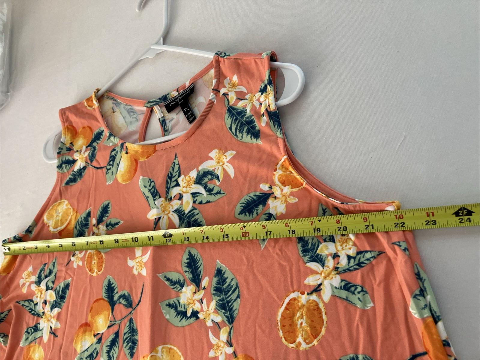Allison Brittney Fruit Floral Shift Dress Plus 1X Citrus Print Swing Summer NWT