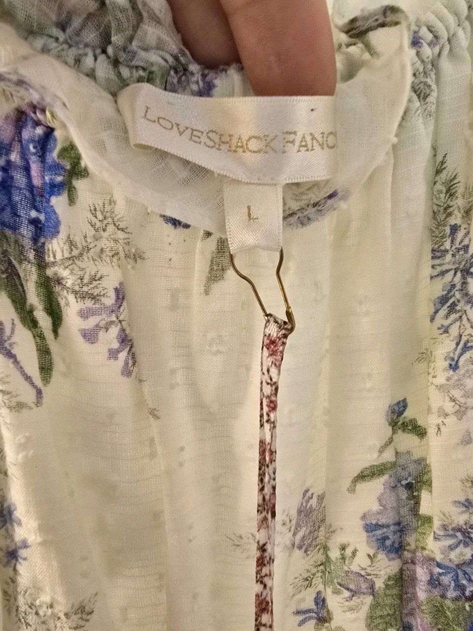 LoveShackFancy White Lai Off Shoulder Smocked Ruffle Mini Dress L