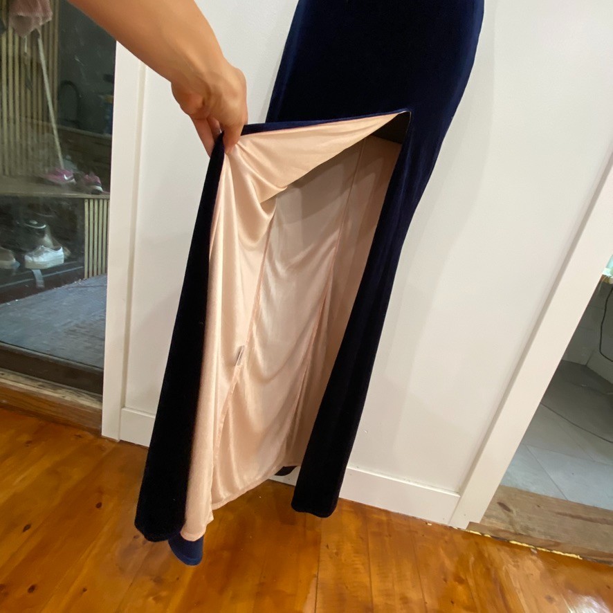 City Stuidio Size 0 Off Shoulder Princess Diana Velvet Velour Classic Slit Royal