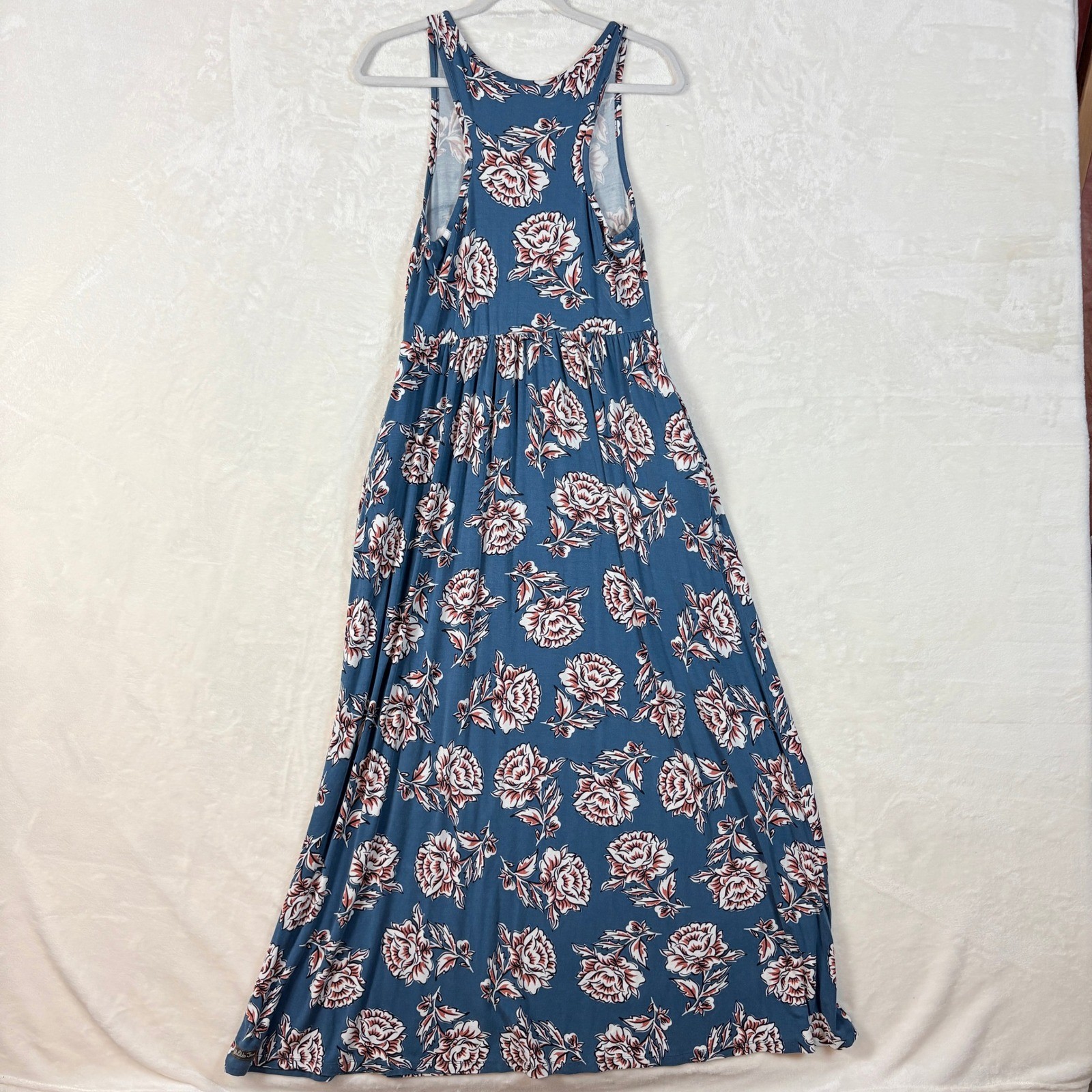 Matilda Jane Maxi Dress Womens S Blue Floral Racerback Pockets Excellent Boho