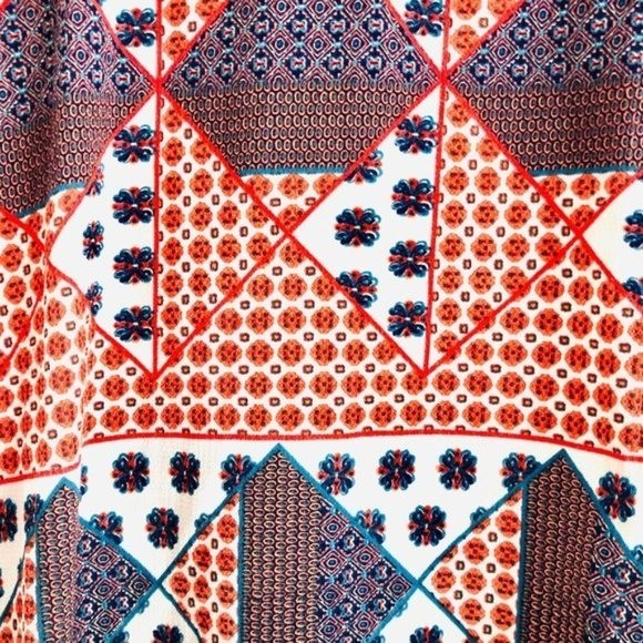 Boohoo Mini Dress 8 Patchwork Geometric Print Sleeveless Summer Vacation Boho